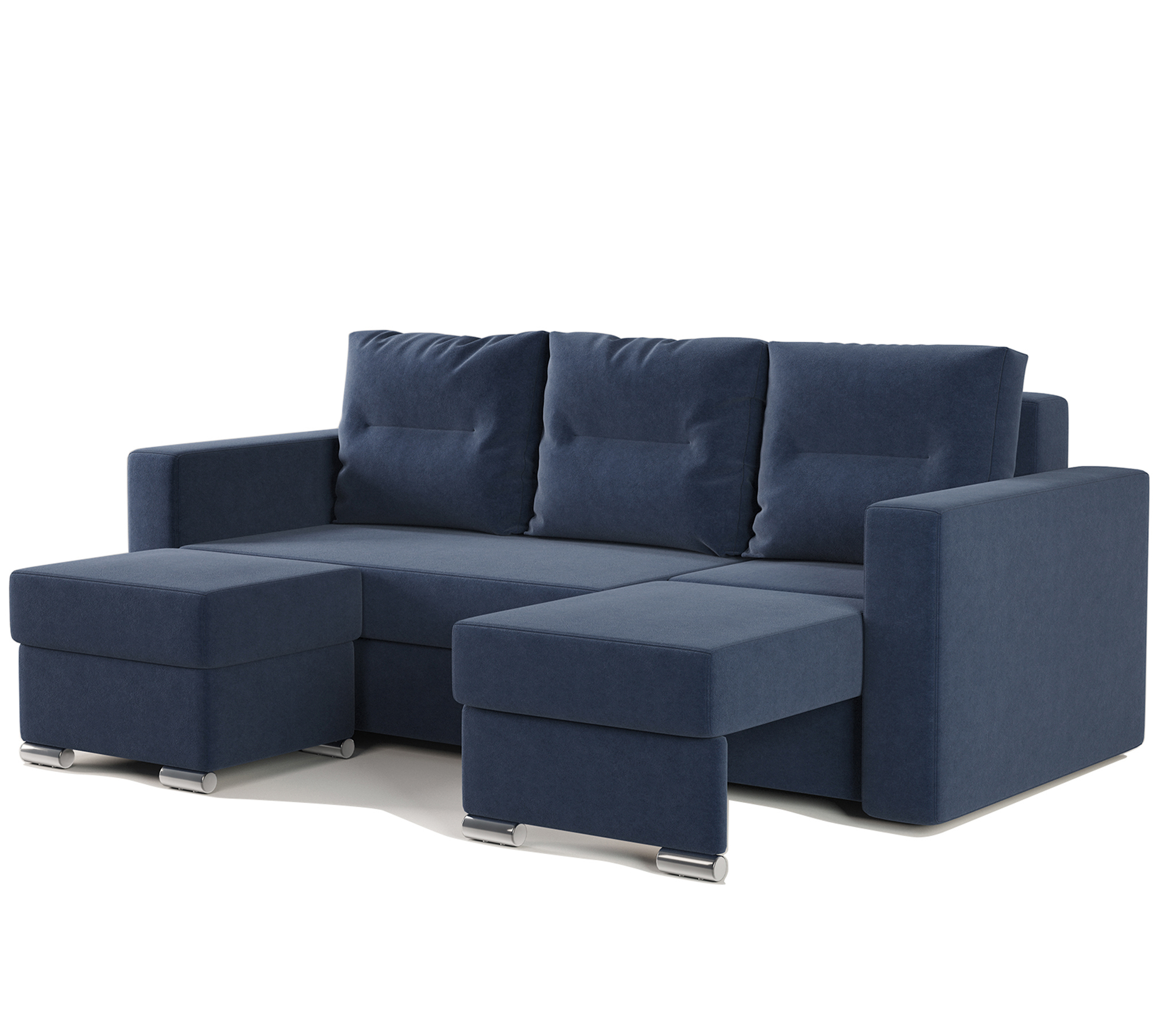 Изображение товара Угловой диван Гамма Рио правый с пуфиком велюр ультра миднайт 237x102 см Изображение товара Угловой диван Гамма Рио правый с пуфиком велюр ультра миднайт 237x102 см