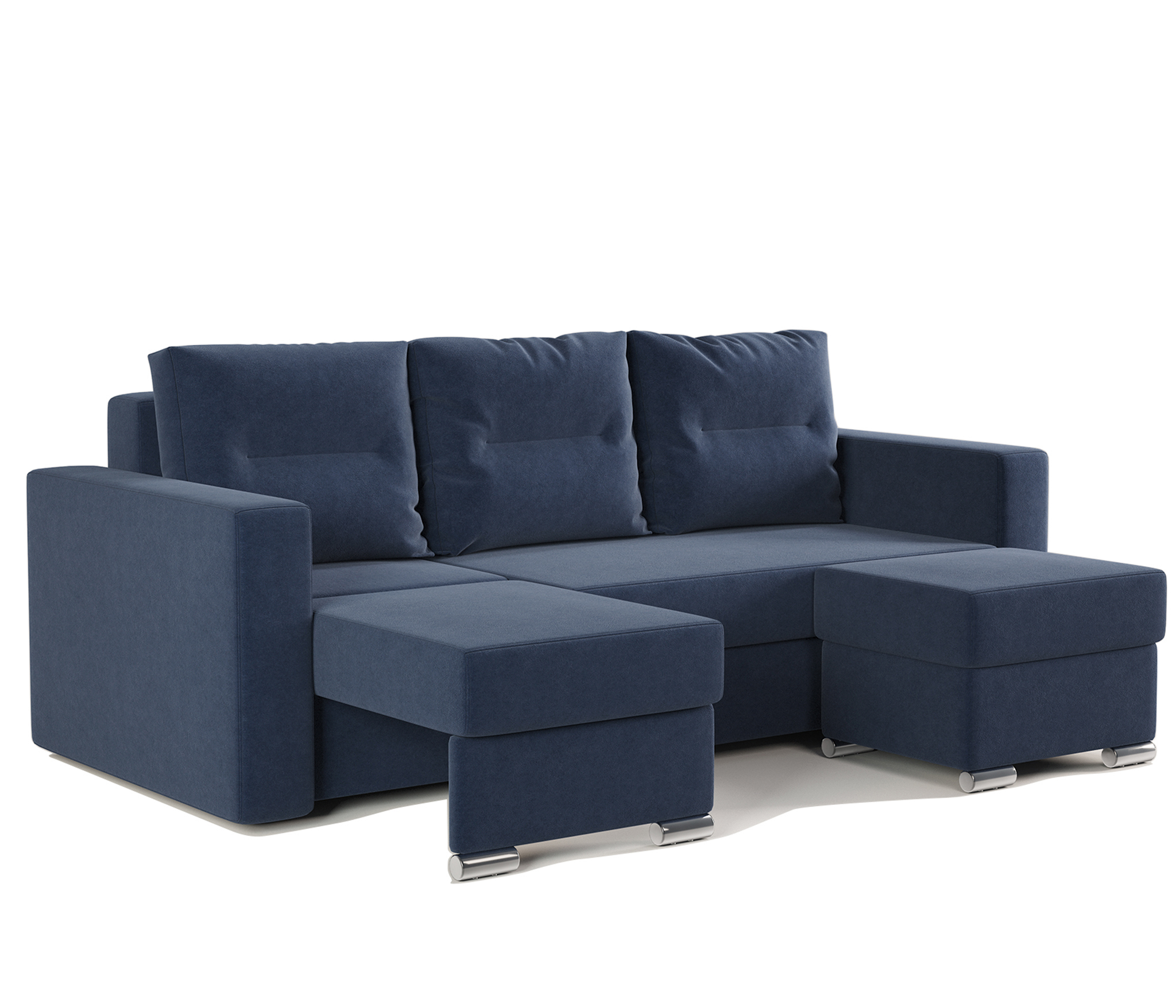 Изображение товара Угловой диван Гамма Рио левый с пуфиком велюр ультра миднайт Россия Изображение товара Угловой диван Гамма Рио левый с пуфиком велюр ультра миднайт Россия