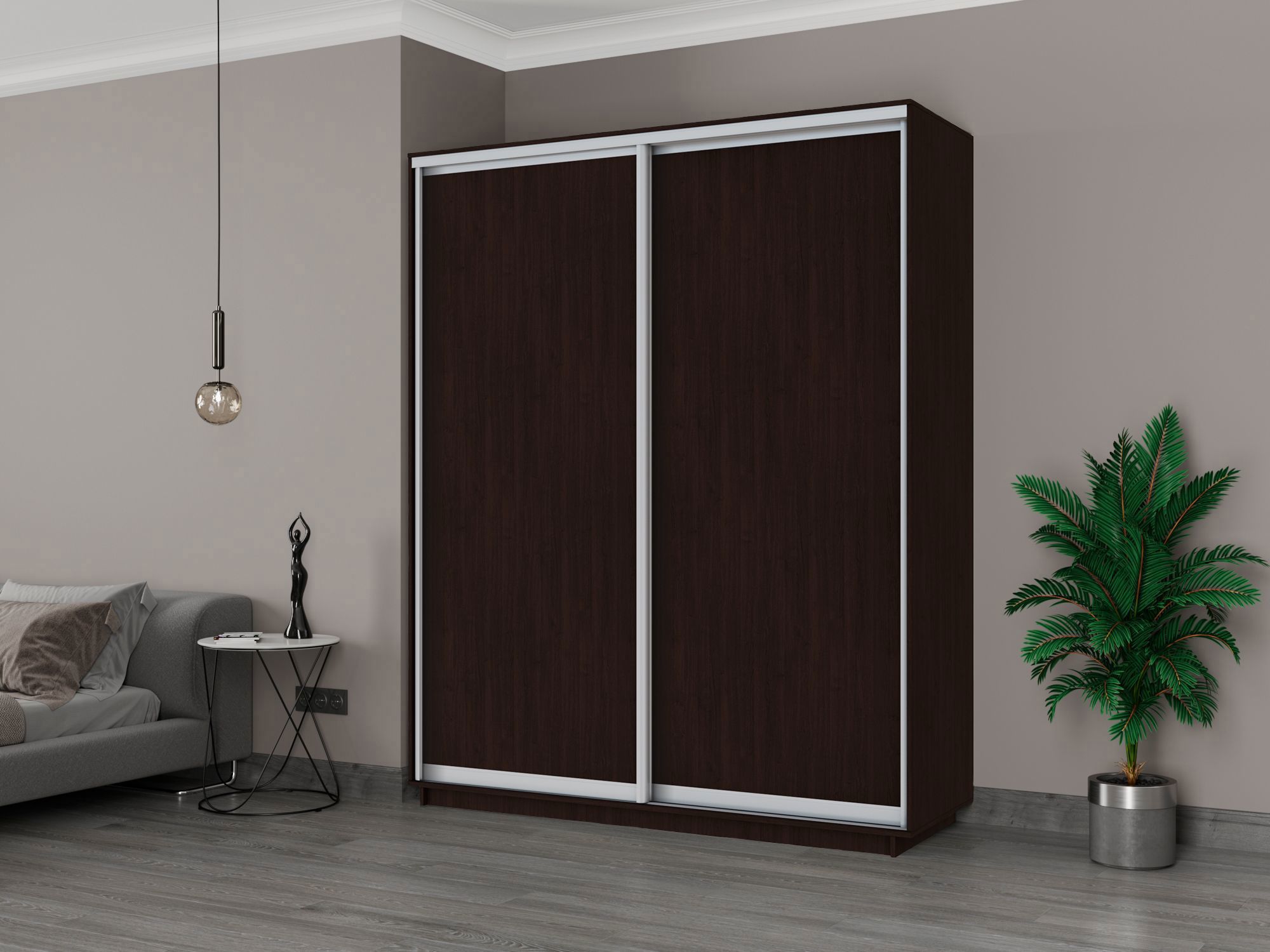 Изображение товара Шкаф-купе Мебельная Компания Е1 2 дверный 240x180x45 см 9 полок ЛДСП цвет венге