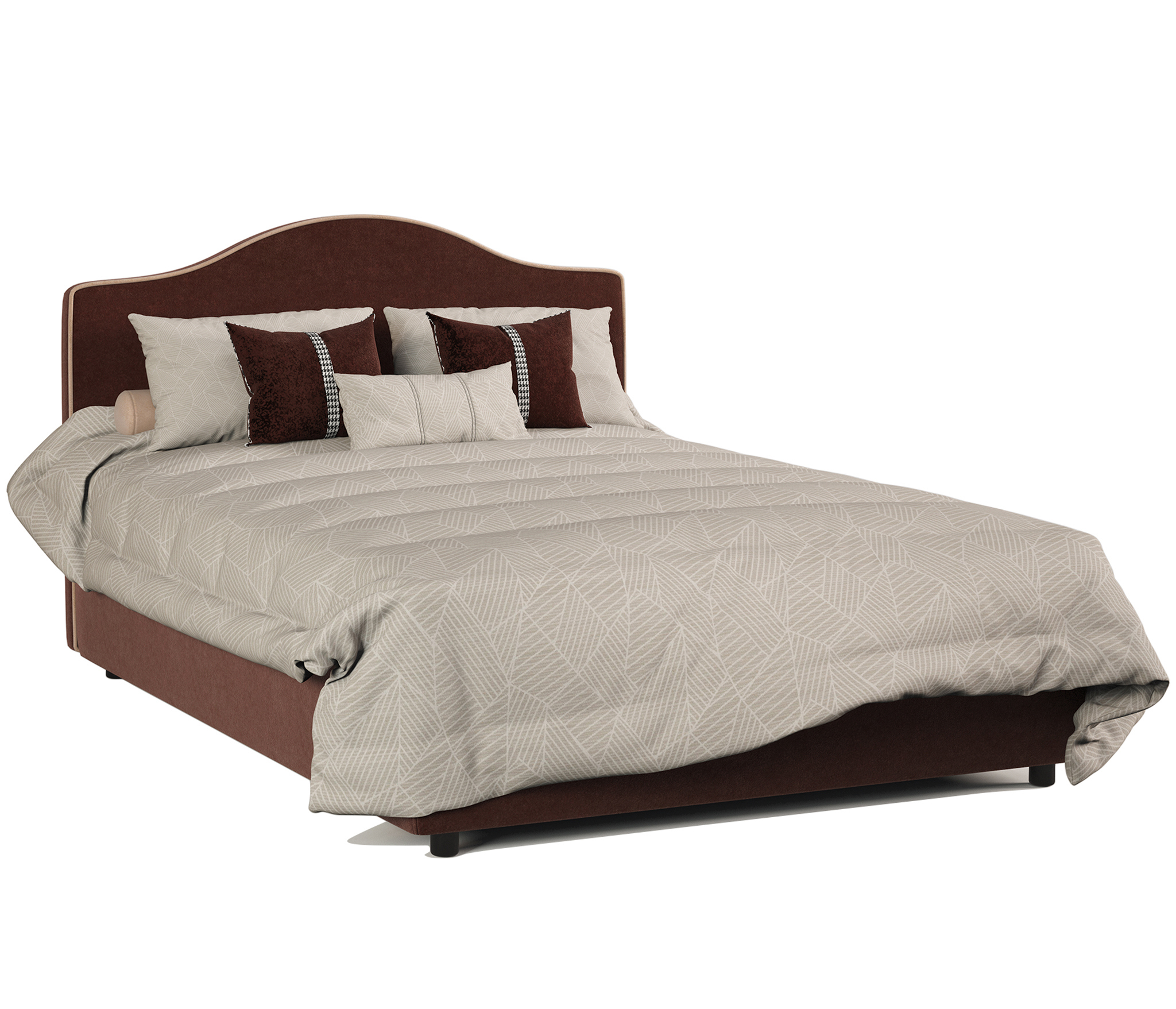 Изображение товара Двуспальная кровать Гамма Классика 140x202 см из массива дерева с велюр обивкой