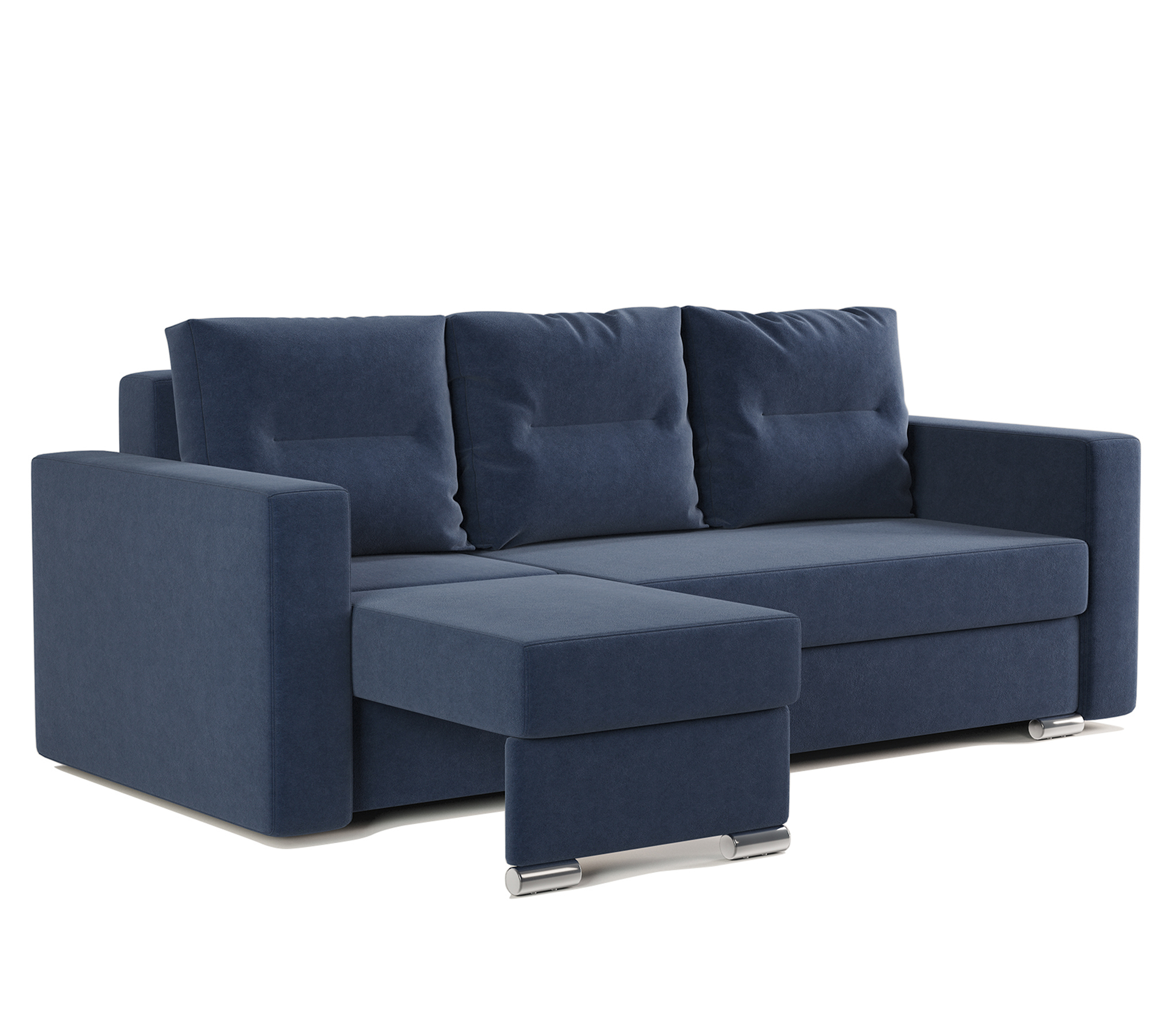 Изображение товара Угловой диван Рио ГАММА трансформер с ящиком велюр синий 237x102 см Изображение товара Угловой диван Рио ГАММА трансформер с ящиком велюр синий 237x102 см