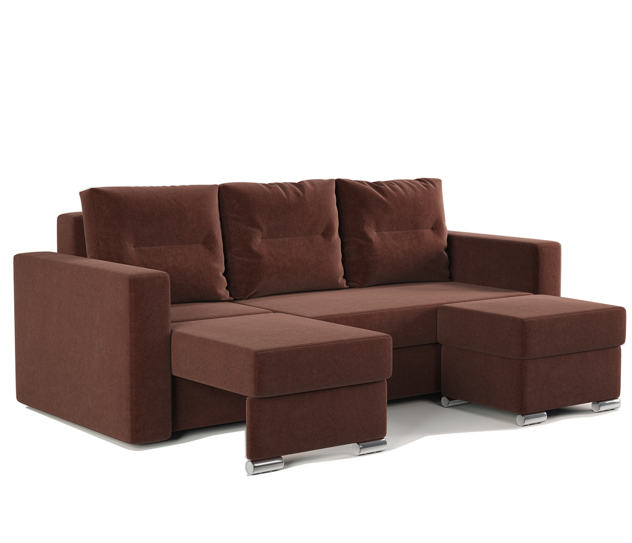 Изображение товара Угловой диван Гамма Рио левый с пуфиком велюр Дрим шоколад 237x102 см Изображение товара Угловой диван Гамма Рио левый с пуфиком велюр Дрим шоколад 237x102 см