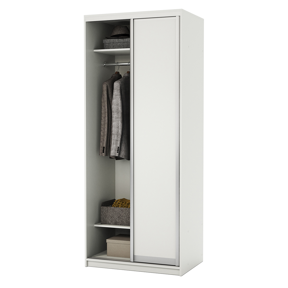 Изображение товара Шкаф-купе Гамма 240x90x60 см с двумя дверьми и полками Белый