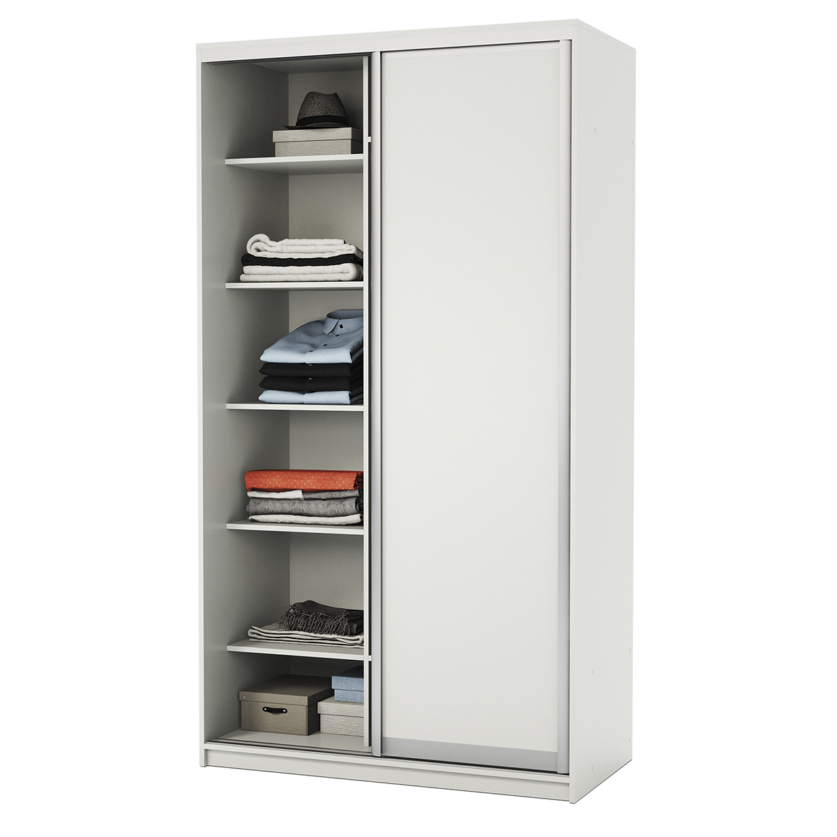 Изображение товара Шкаф-купе Гамма 240x100x45 см с 7 полками, белый, ЛДСП Изображение товара Шкаф-купе Гамма 240x100x45 см с 7 полками, белый, ЛДСП