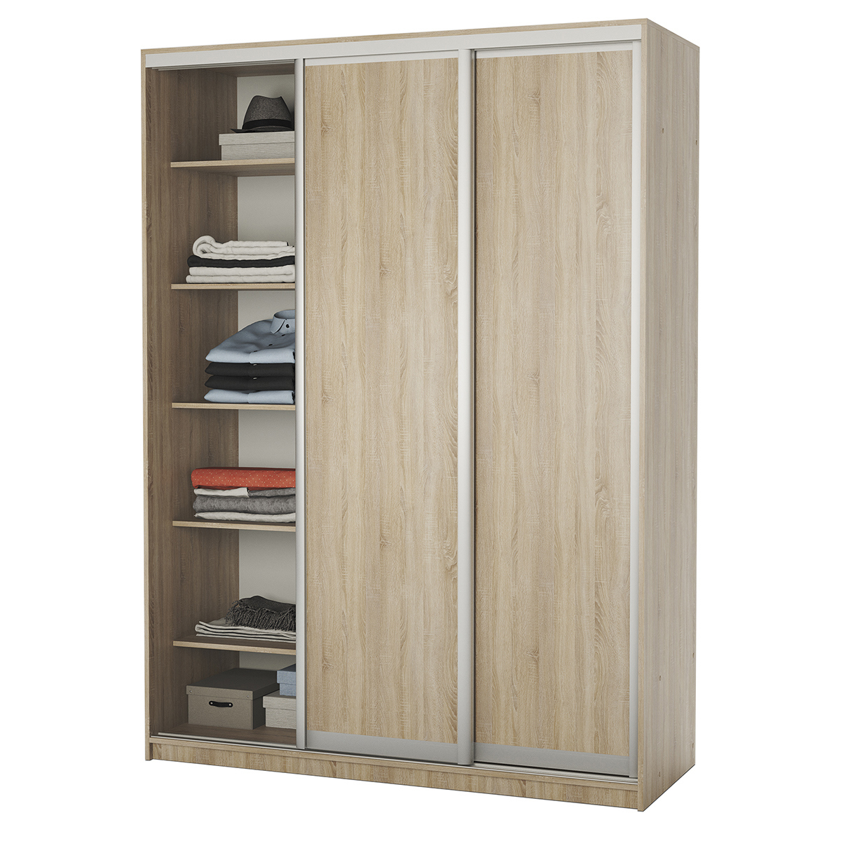Изображение товара Шкаф-купе Гамма 240x160x60 см с 7 полками и раздвижными дверями дуб сонома