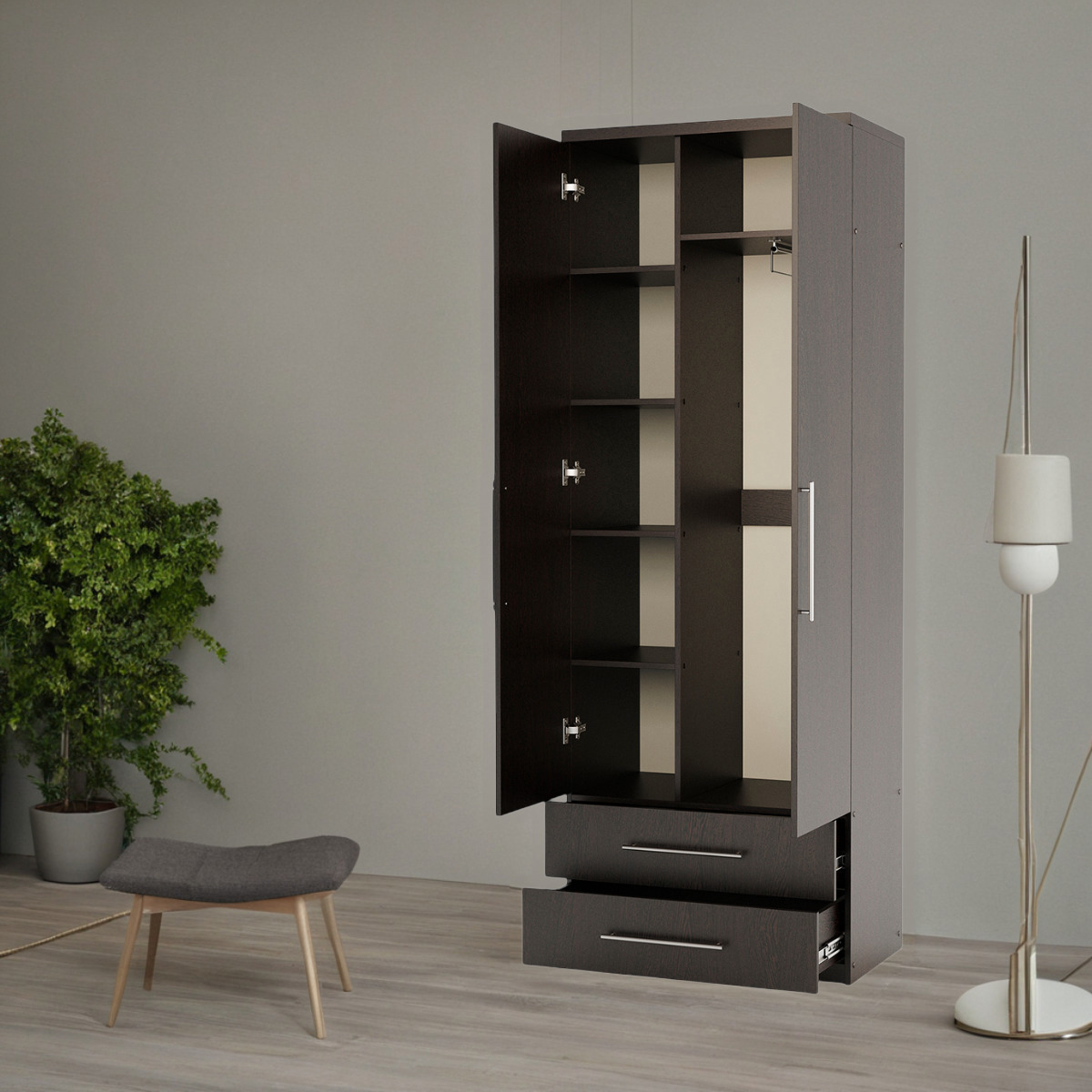 Изображение товара Шкаф распашной Гамма 1901022455 90x240 см ЛДСП венге Изображение товара Шкаф распашной Гамма 1901022455 90x240 см ЛДСП венге