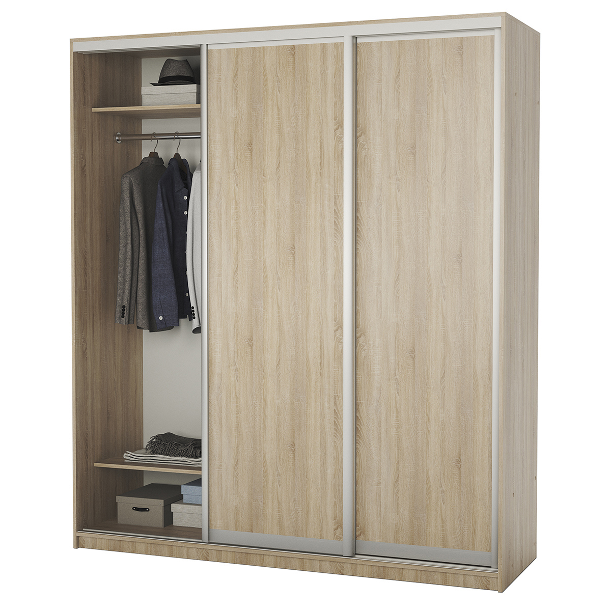 Изображение товара Шкаф-купе Гамма 240х240х60 см 6 полок Дуб Сонома Россия Изображение товара Шкаф-купе Гамма 240х240х60 см 6 полок Дуб Сонома Россия