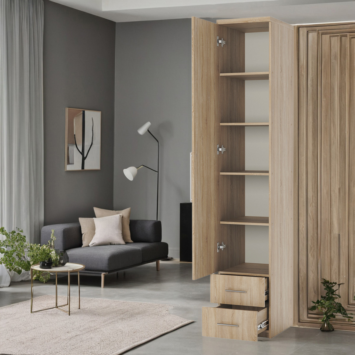 Изображение товара Раскладной шкаф Гамма 240x60 см для белья и одежды, ЛДСП дуб сонома