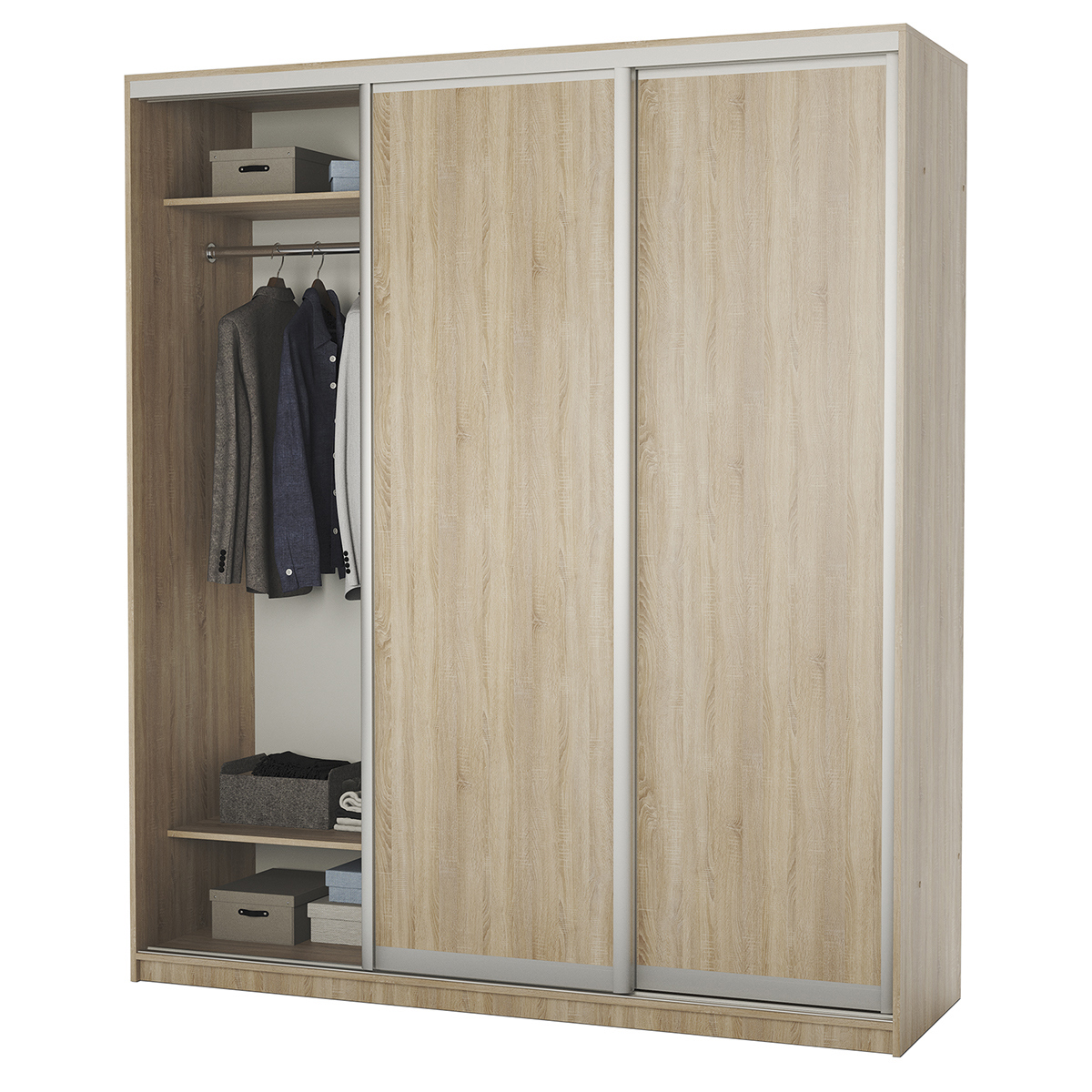 Изображение товара Шкаф-купе Гамма 240x240x60 см с 3 дверьми и 9 полками дуб сонома Изображение товара Шкаф-купе Гамма 240x240x60 см с 3 дверьми и 9 полками дуб сонома