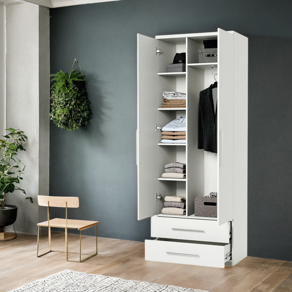 Изображение товара Шкаф распашной Гамма 1901022733 110x240x45 см ЛДСП цвет белый текстурный