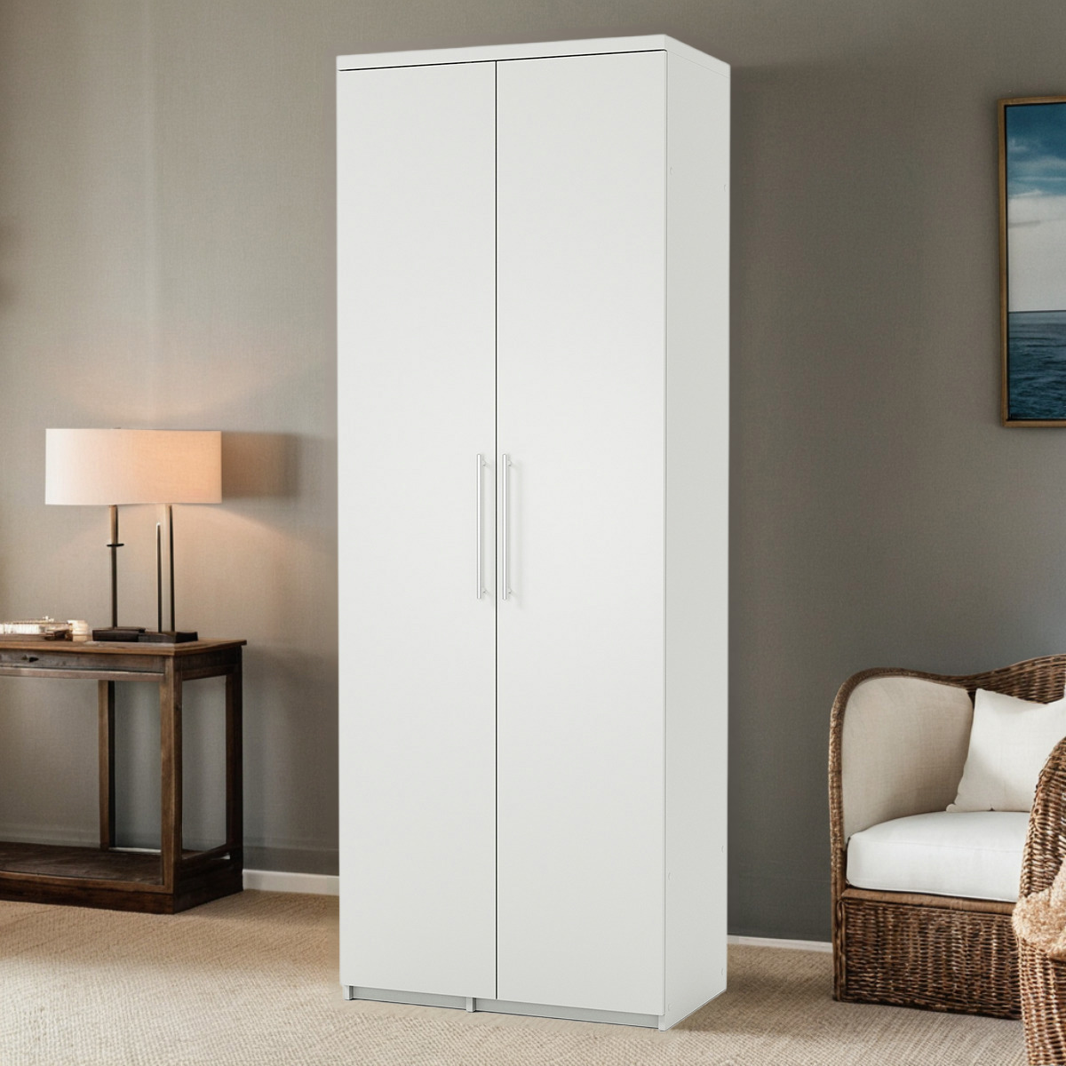 Изображение товара Шкаф распашной Гамма 1901022728 100x240x60 см белый ЛДСП классический стиль