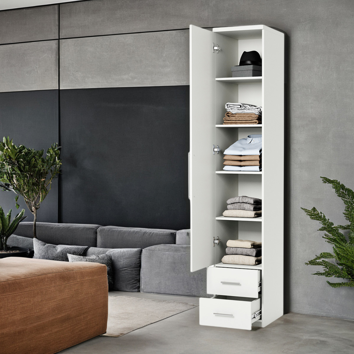 Изображение товара Шкаф распашной Гамма 1901022693 белый ЛДСП 30x240x45 см для дома и офиса