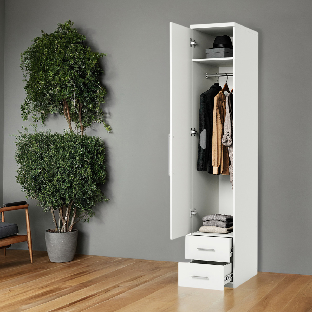 Изображение товара Шкаф распашной Гамма 1901022692 50x240x60 см ЛДСП цвет белый текстурный