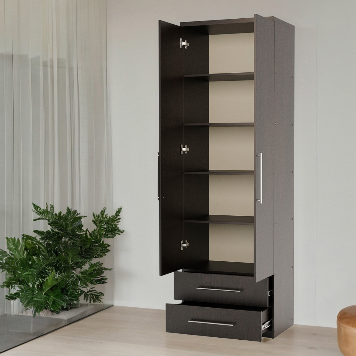 Изображение товара Шкаф распашной Гамма 1901022389 венге 60x240x45 см ЛДСП для дома и офиса Изображение товара Шкаф распашной Гамма 1901022389 венге 60x240x45 см ЛДСП для дома и офиса