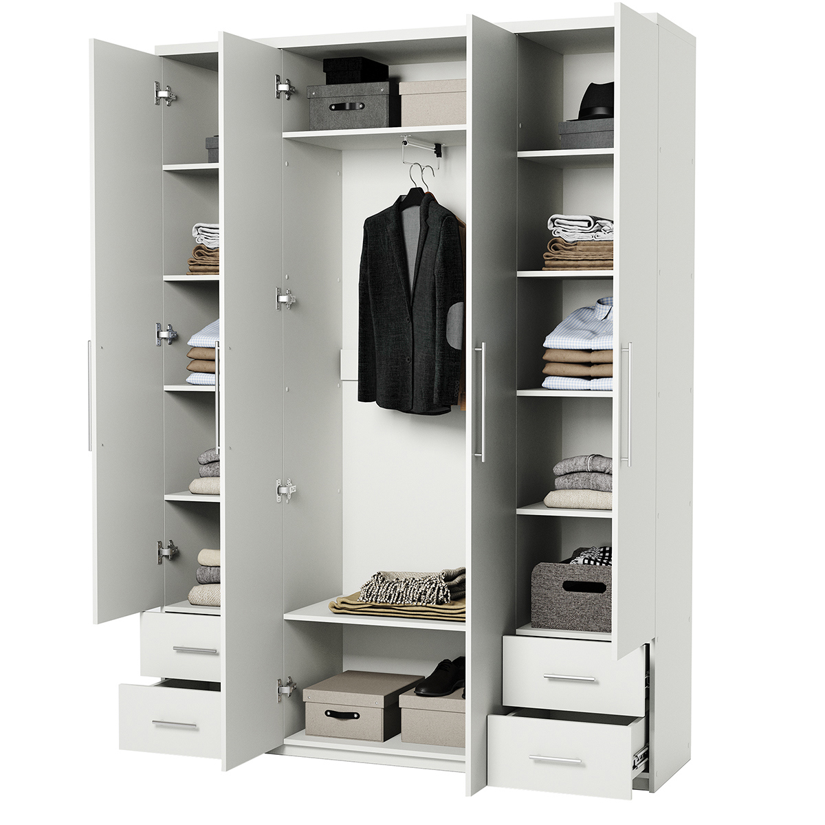 Изображение товара Шкаф распашной Гамма 220x240 см с 10 полками и выдвижной штангой