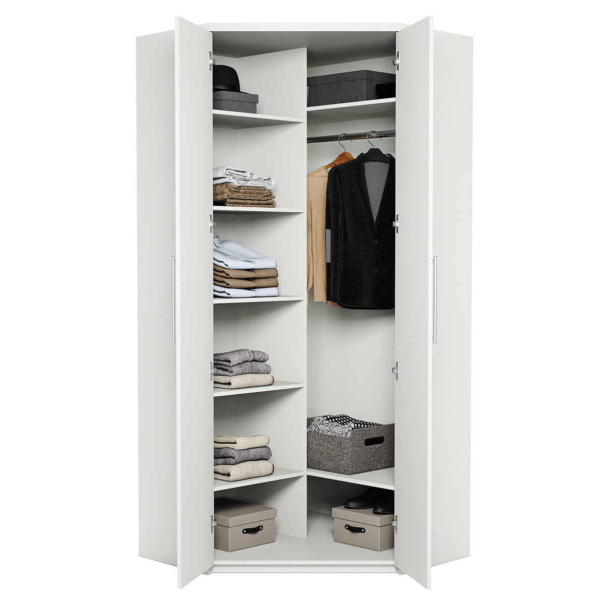 Изображение товара Шкаф распашной Гамма 1901022767 белый текстурный 115x240x60 см для одежды