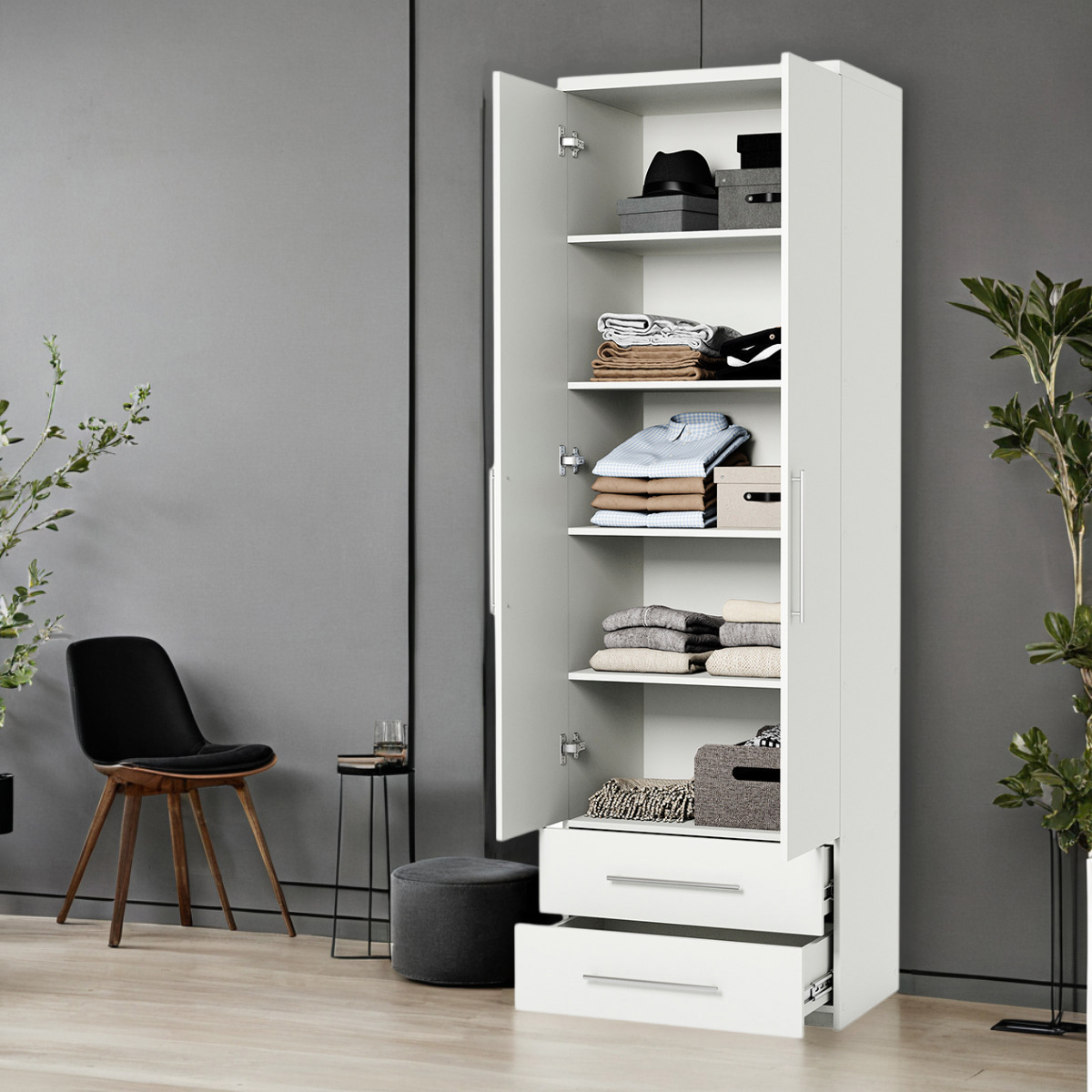 Изображение товара Шкаф распашной Гамма 80x240 см из ЛДСП белый классика