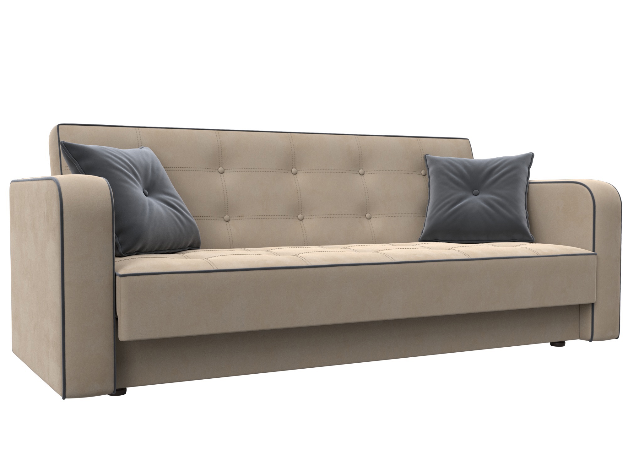 Изображение товара Диван-книжка Тур Лига диванов велюр бежевый/серый 211x82x86 см