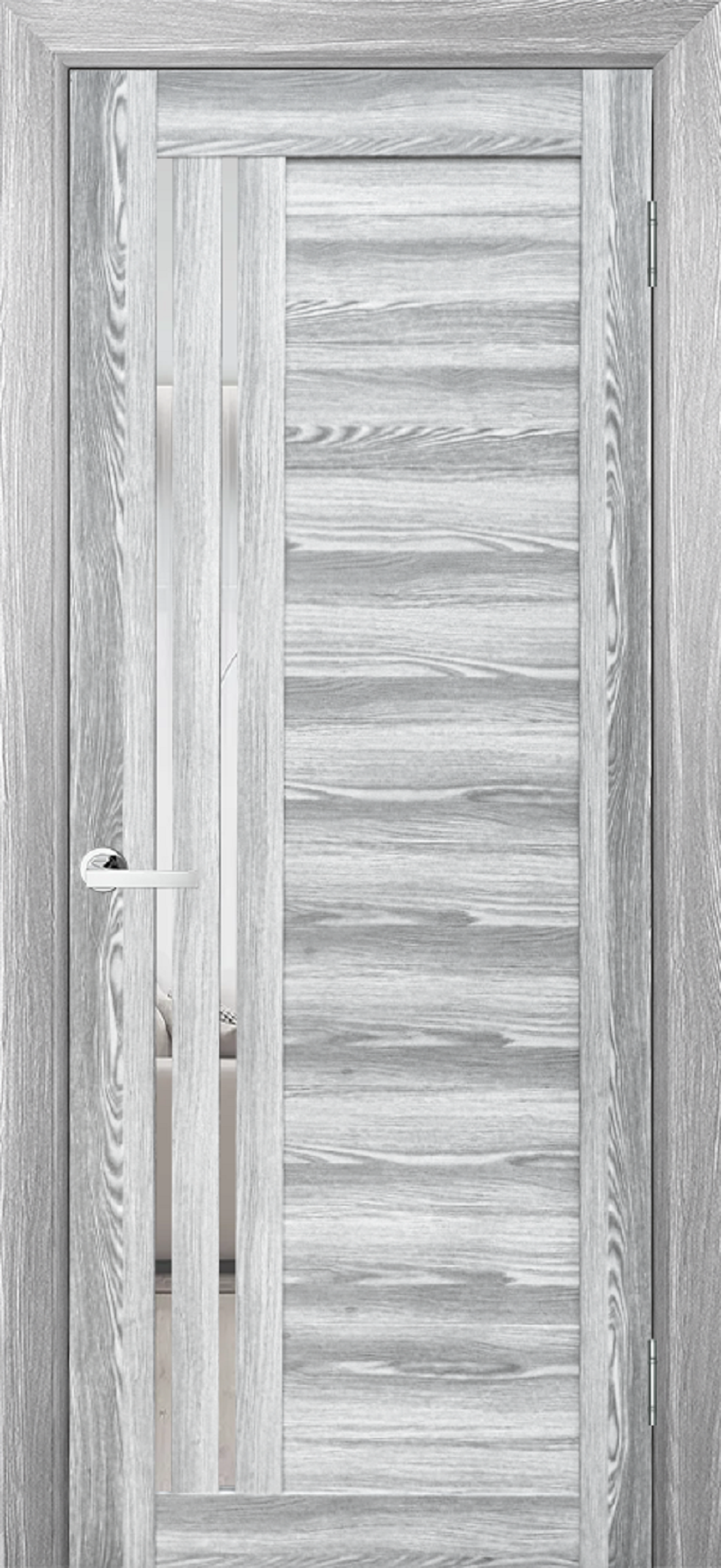 Изображение товара Wanmark D13/4 остеклённая 190x60 см, ясень ривьера грей, коробка и наличники