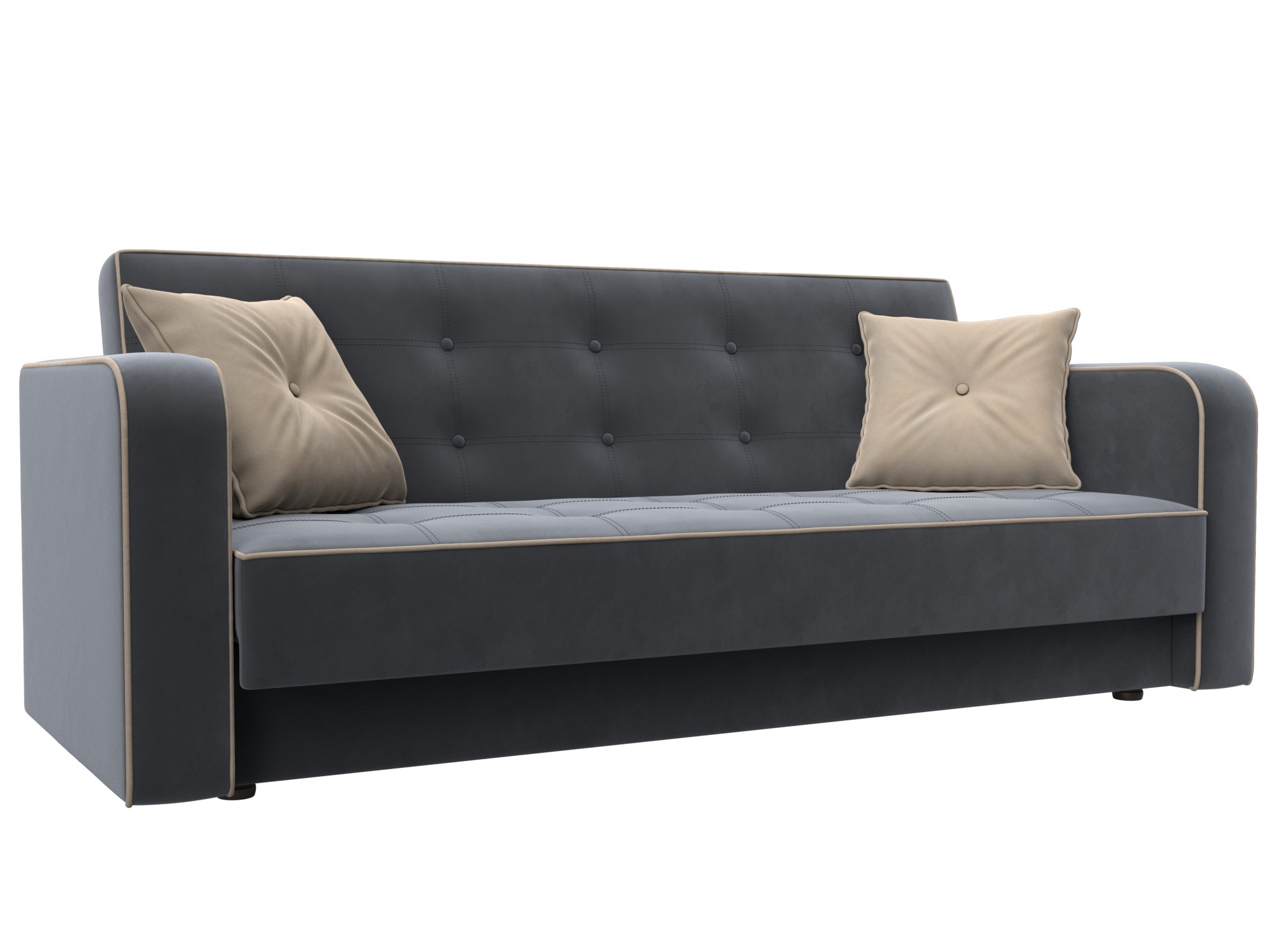 Изображение товара Диван-книжка Тур Лига диванов 211x82x86 см велюр серый бежевый