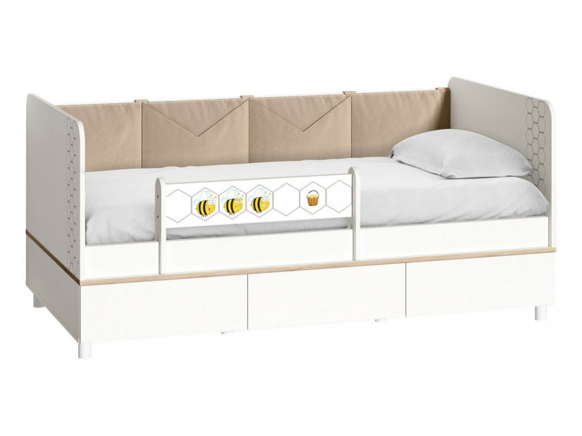 Изображение товара Кровать детская Mobi Эйп 164.2x75x89.7 см ЛДСП цвет белый шагрень/дуб белый эксклюзив/бежевый