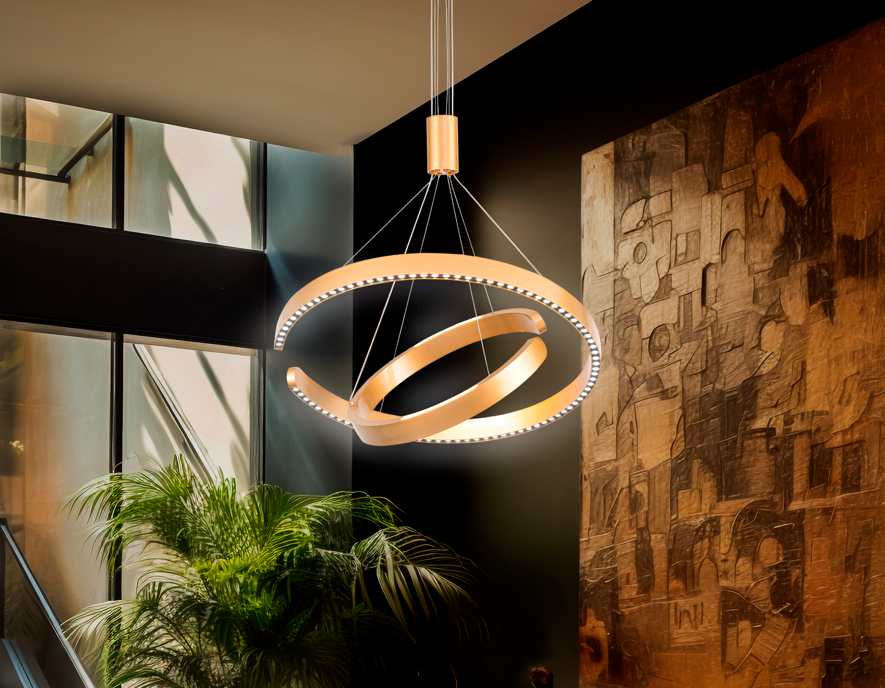 Изображение товара Люстра подвесная светодиодная Ambrella Light Comfort Ambr_fl5885 20 м² теплый белый (желтый) свет цвет золотой