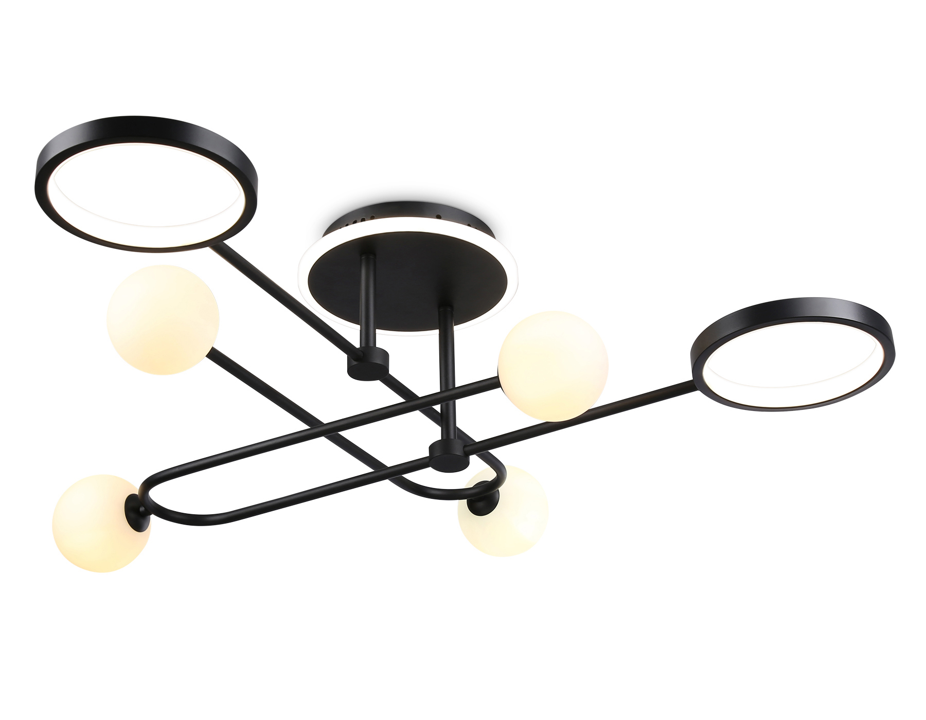 Изображение товара Люстра потолочная светодиодная Ambrella Light Comfort с пультом 7.8 м² регулируемый белый свет цвет черный/белый