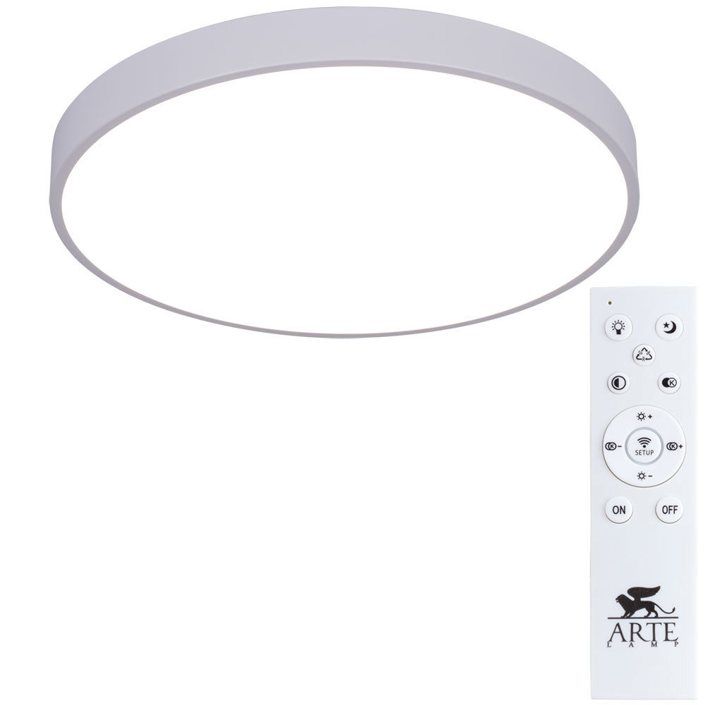 Изображение товара Светильник настенно-потолочный светодиодный Arte lamp Arena Ar_a2670pl-1wh с пультом управления 11.2 м² регулируемый белый свет цвет белый