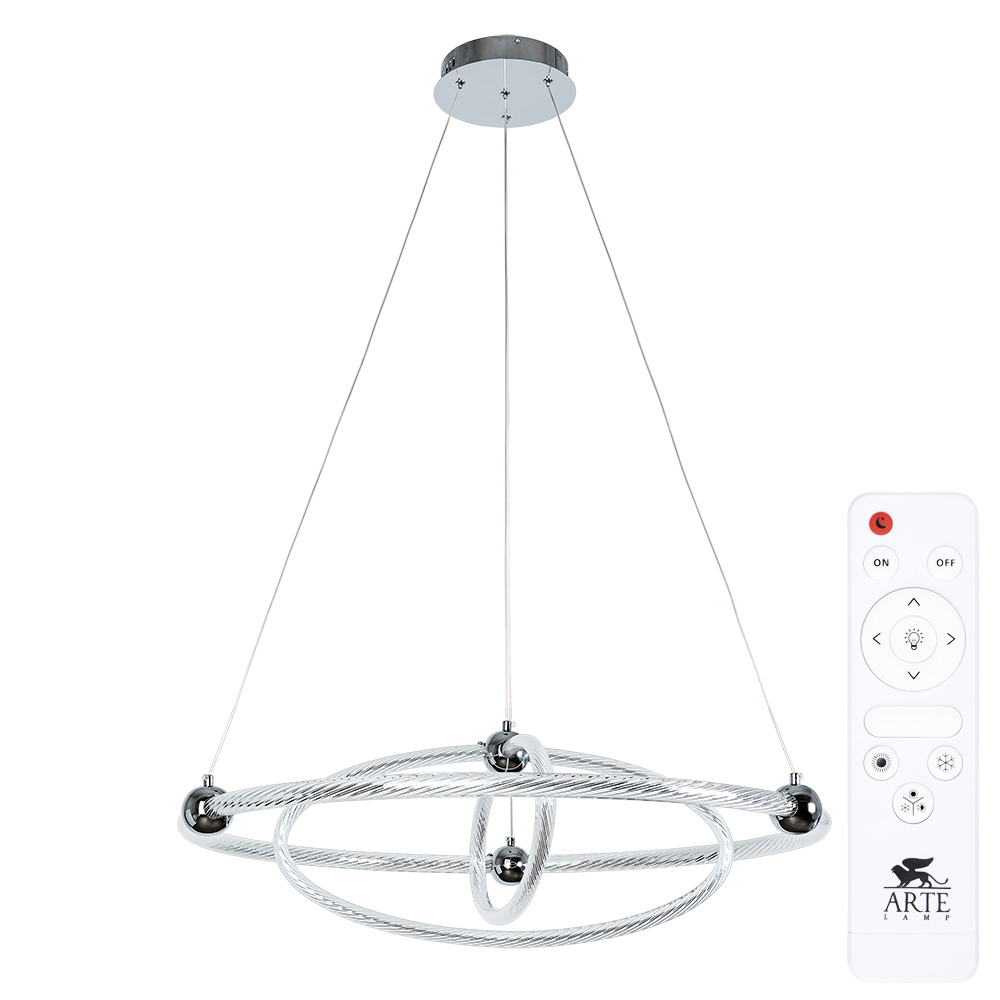 Изображение товара Люстра подвесная светодиодная Arte Lamp Harley с пультом управления 15 м² регулируемый белый свет цвет хром