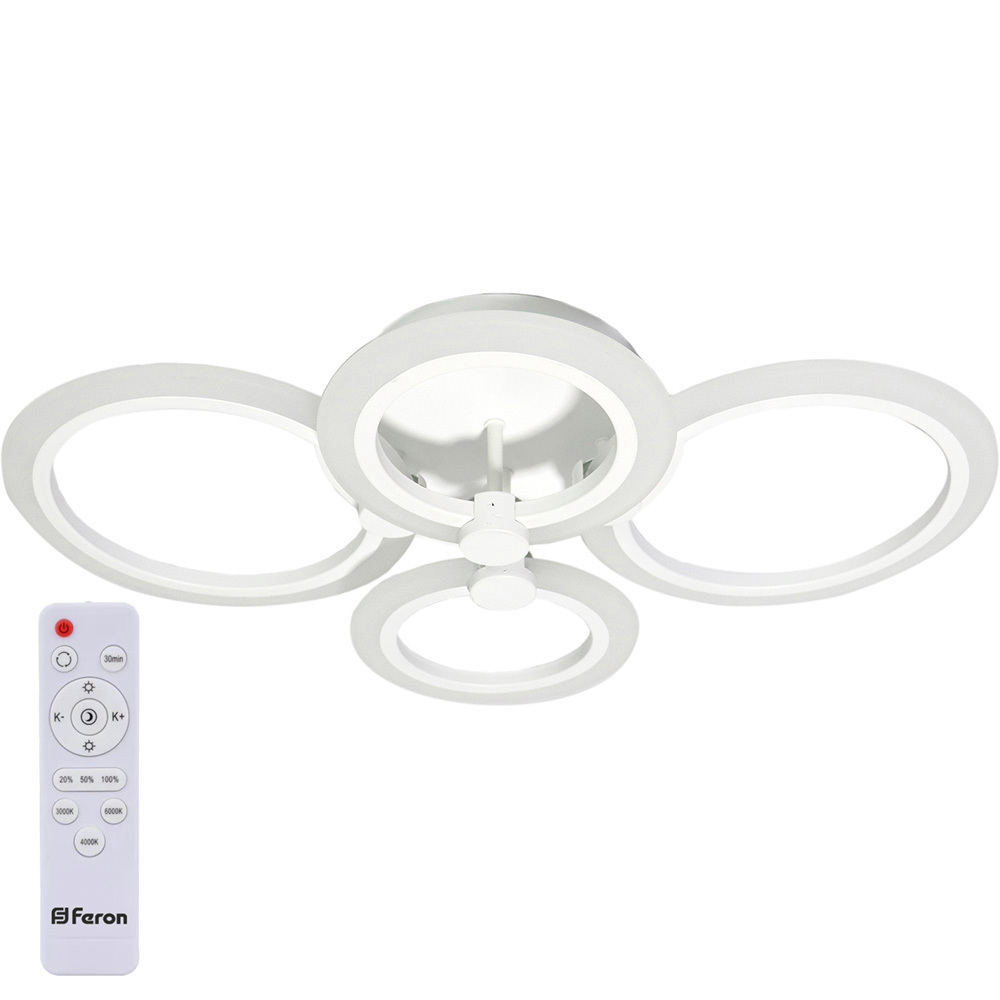 Изображение товара Люстра потолочная светодиодная Feron Elegance с пультом управления 20 м² регулируемый белый свет цвет белый