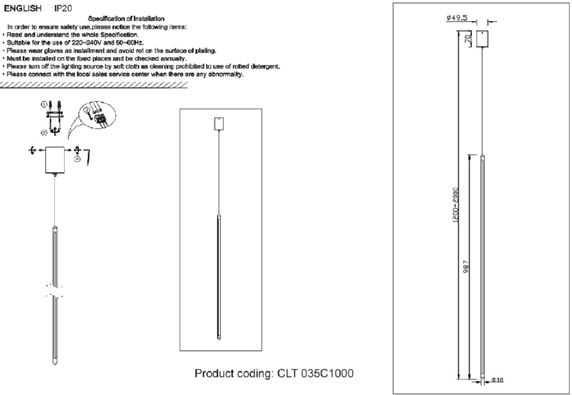 Изображение товара Подвесной светодиодный светильник Crystal Lux Clt 035 Cu 1400 221 теплый белый золото