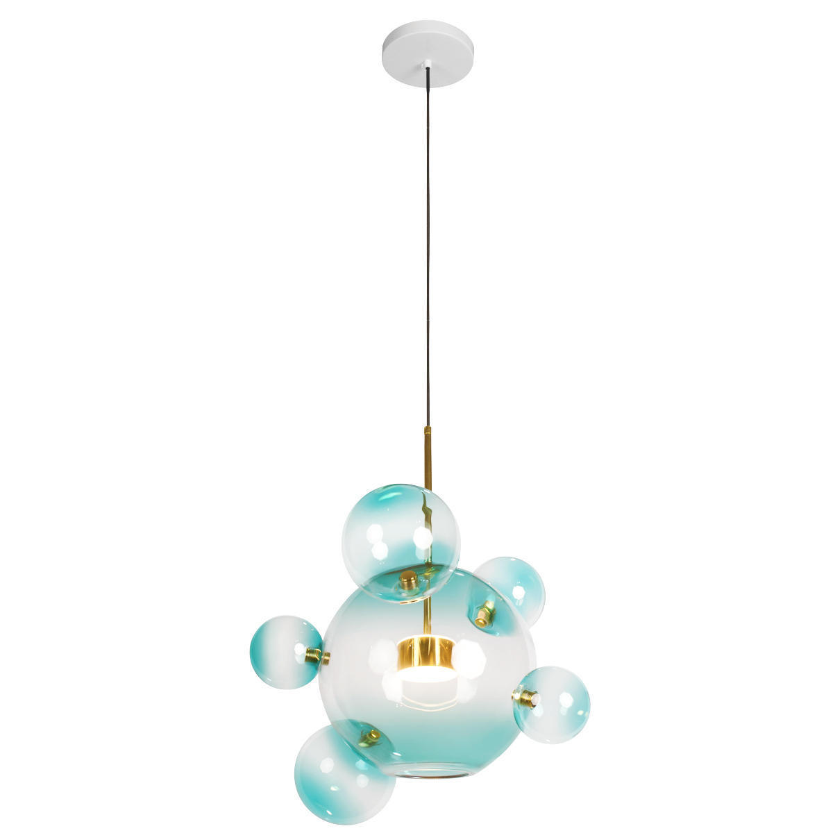 Изображение товара Светильник подвесной светодиодный Loft It Bolle Lf_2027-p6_blue 2.17 м² теплый белый (желтый) свет цвет золото/голубой