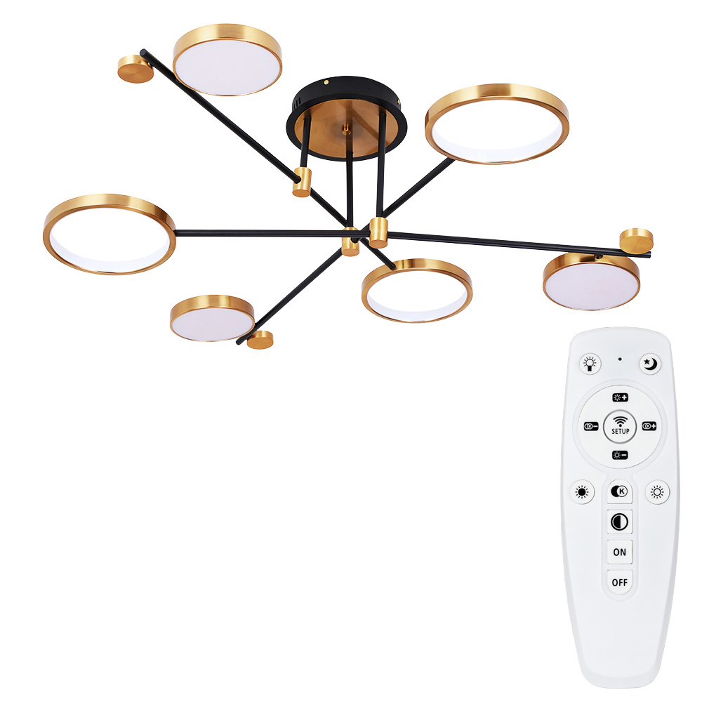 Изображение товара Люстра потолочная светодиодная Arte Lamp A1364pl-6pb с пультом управления 10 м² регулируемый белый свет цвет медь