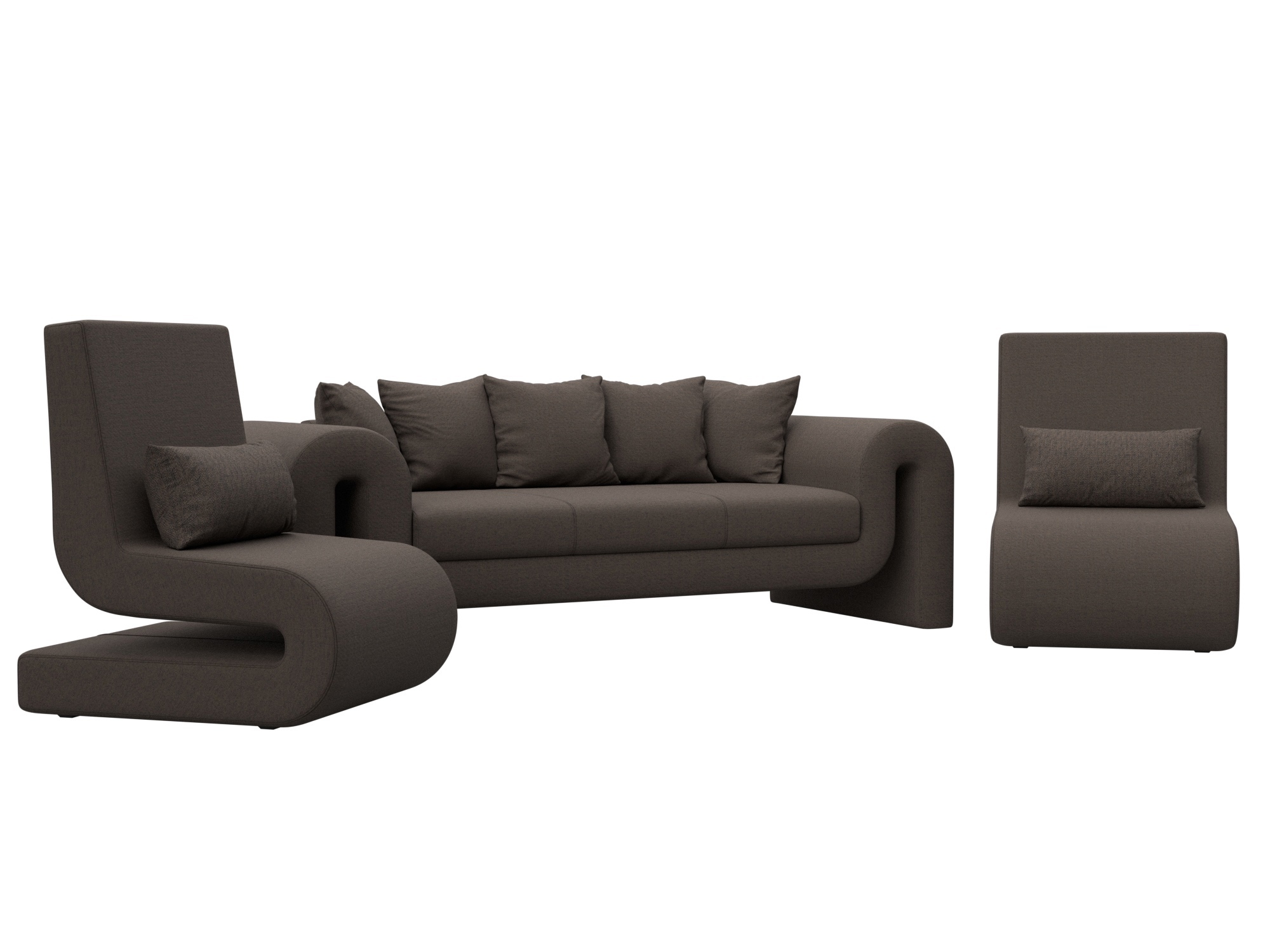 Изображение товара Набор мягкой мебели Волна-1 диван и 2 кресла коричневый рогожка