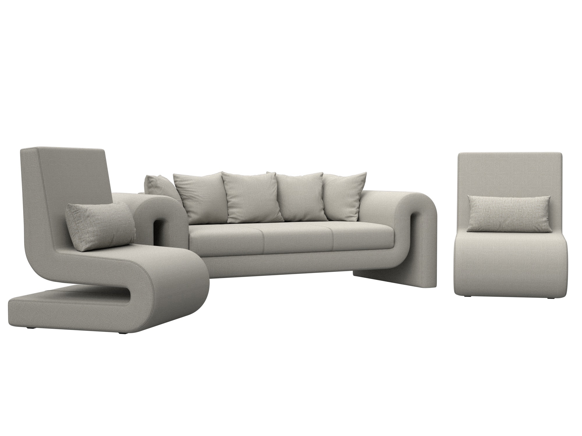 Изображение товара Набор мягкой мебели Волна-1 диван и 2 кресла бежевый рогожка Россия