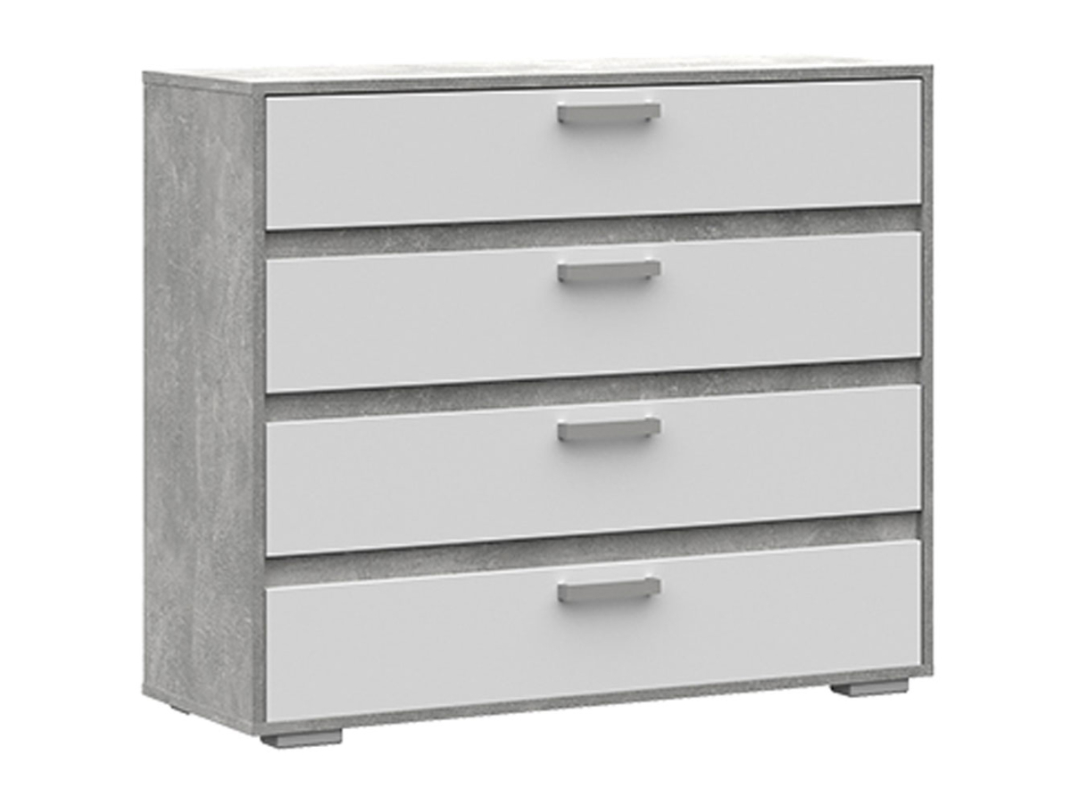 Изображение товара Комод Стендмебель Амбер 4 ящика 99x35x83 см ЛДСП цвет ателье светлый/белый