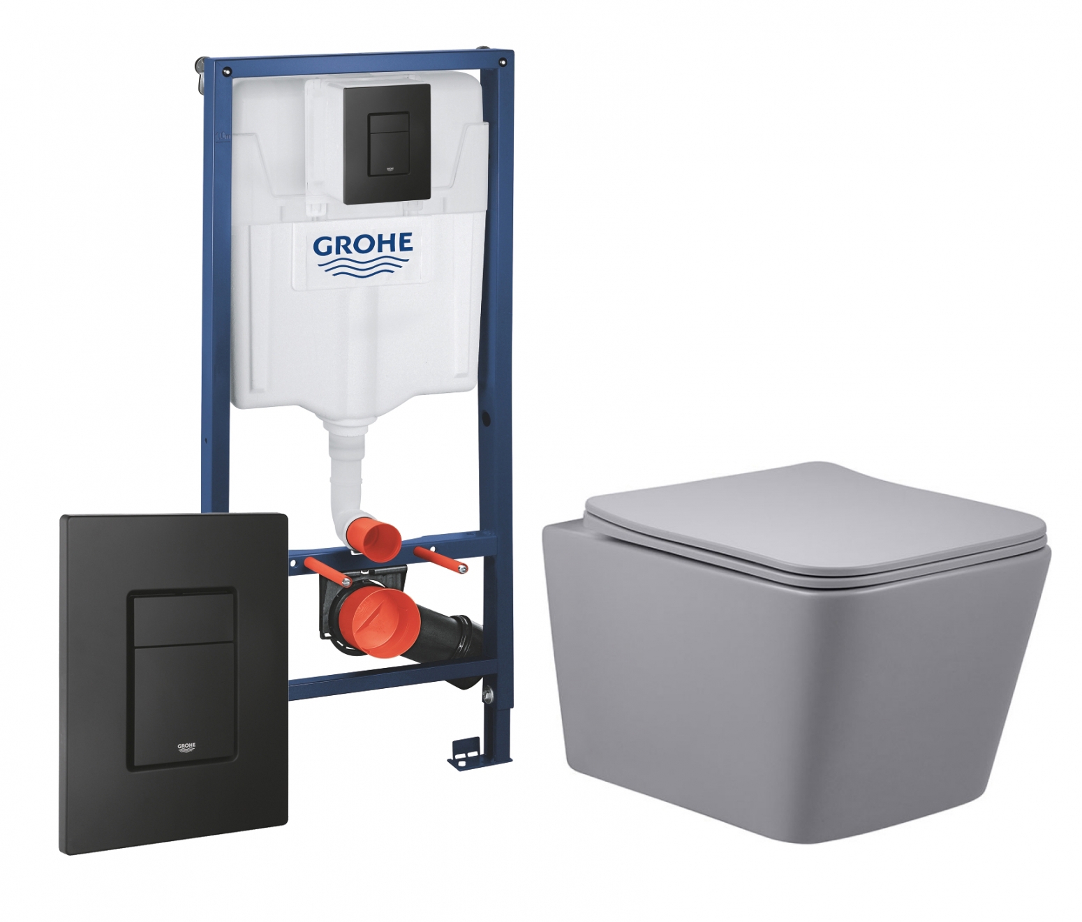 Изображение товара Комплект инсталляция с унитазом Grohe 472092 цвет серый
