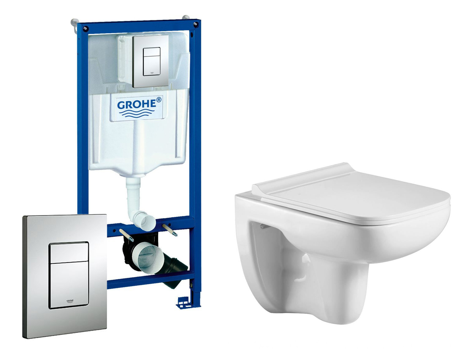 Изображение товара Комплект инсталляция с унитазом Grohe 395931 цвет белый Изображение товара Комплект инсталляция с унитазом Grohe 395931 цвет белый