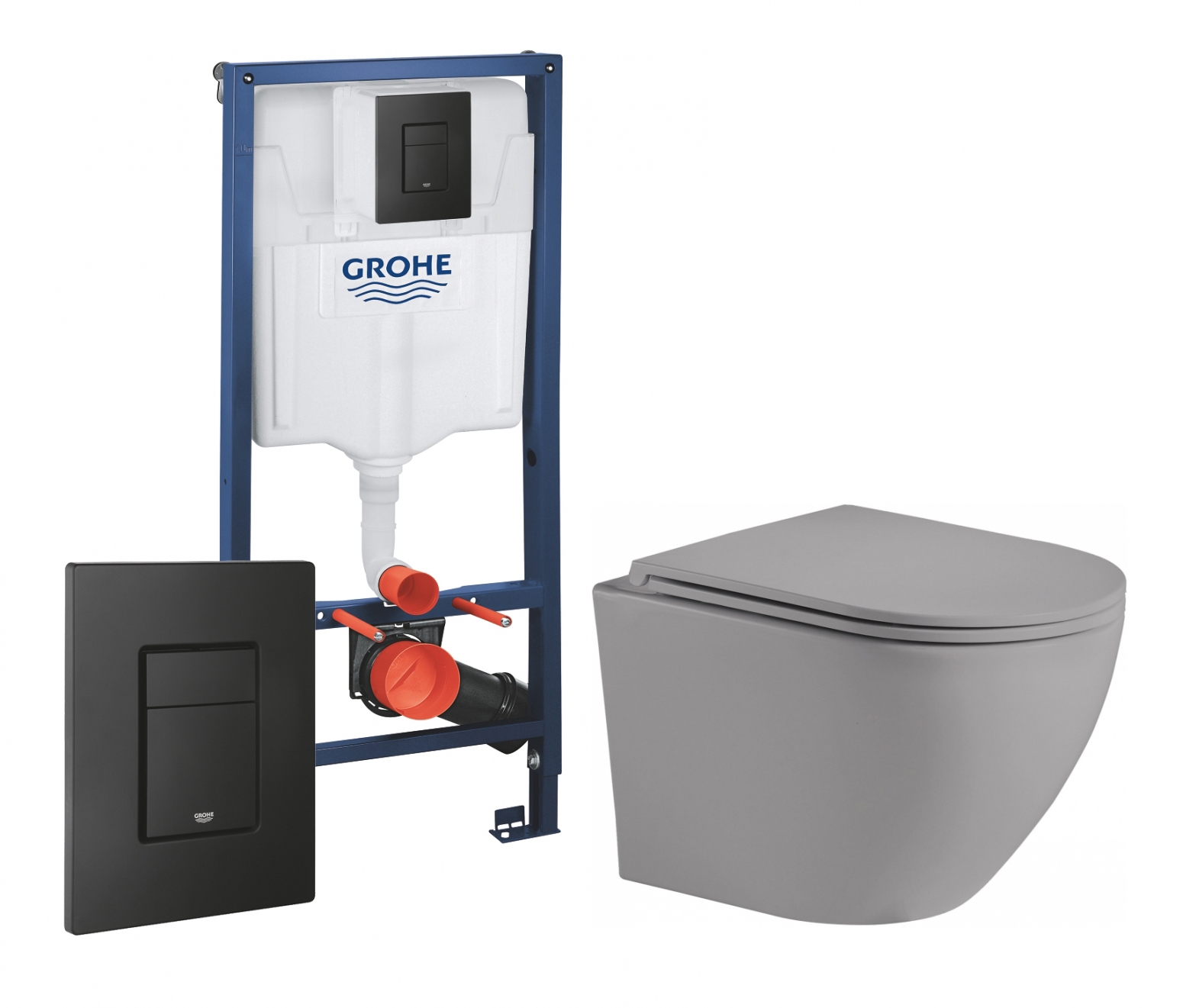 Изображение товара Комплект инсталляция с унитазом Grohe 472085 цвет серый