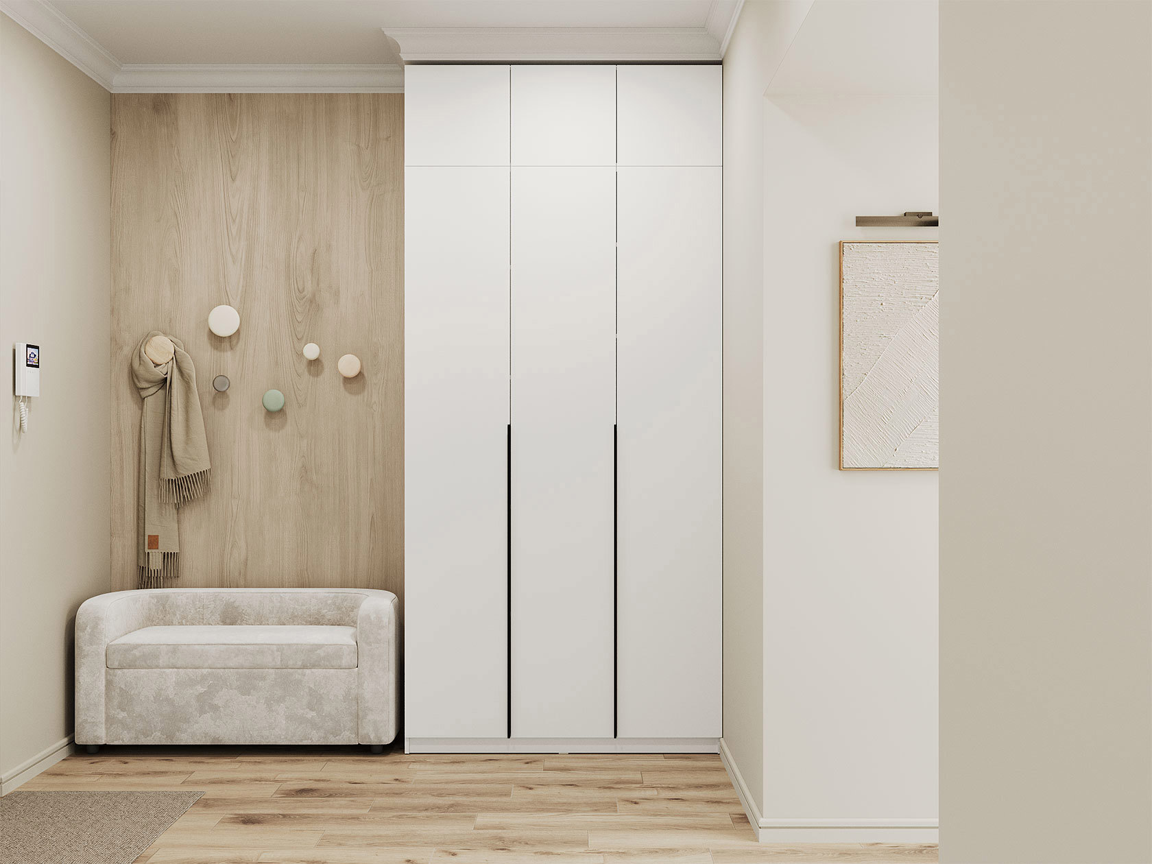 Изображение товара Шкаф распашной Sv-мебель Арно 3 двери 120.1х260 см белый текстурный современный дизайн Изображение товара Шкаф распашной Sv-мебель Арно 3 двери 120.1х260 см белый текстурный современный дизайн