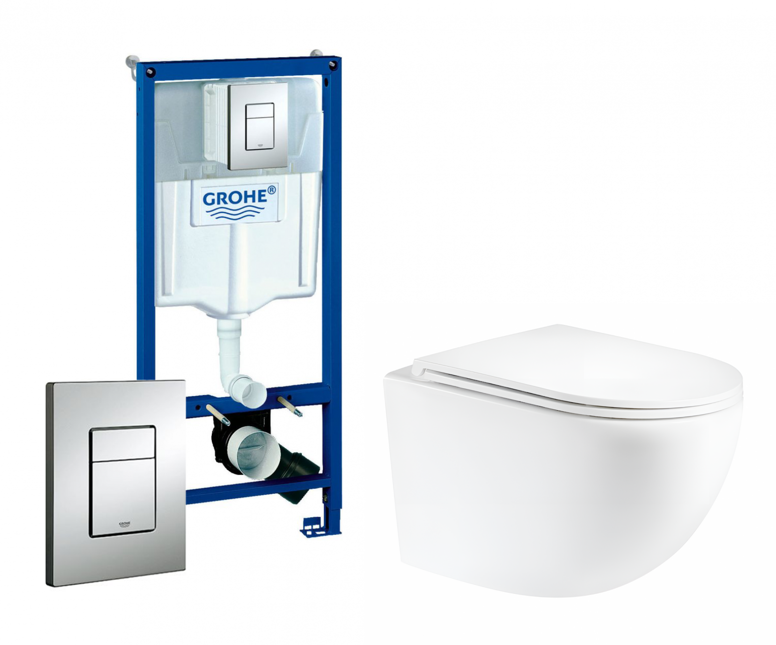 Изображение товара Комплект инсталляции и унитаз Grohe Rapid SL с крышкой микролифт белый