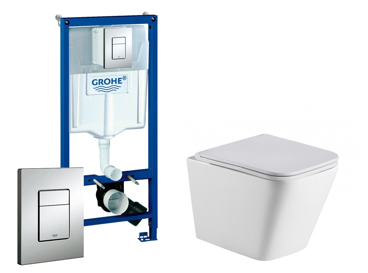Изображение товара Комплект инсталляция с унитазом Grohe 393254 цвет белый Изображение товара Комплект инсталляция с унитазом Grohe 393254 цвет белый