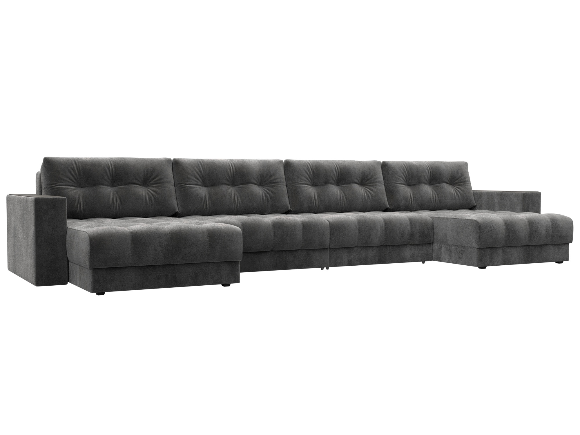 Изображение товара П-образный диван с декором Лига-049 НПБ Лонг велюр серый 428x90x158 см Изображение товара П-образный диван с декором Лига-049 НПБ Лонг велюр серый 428x90x158 см