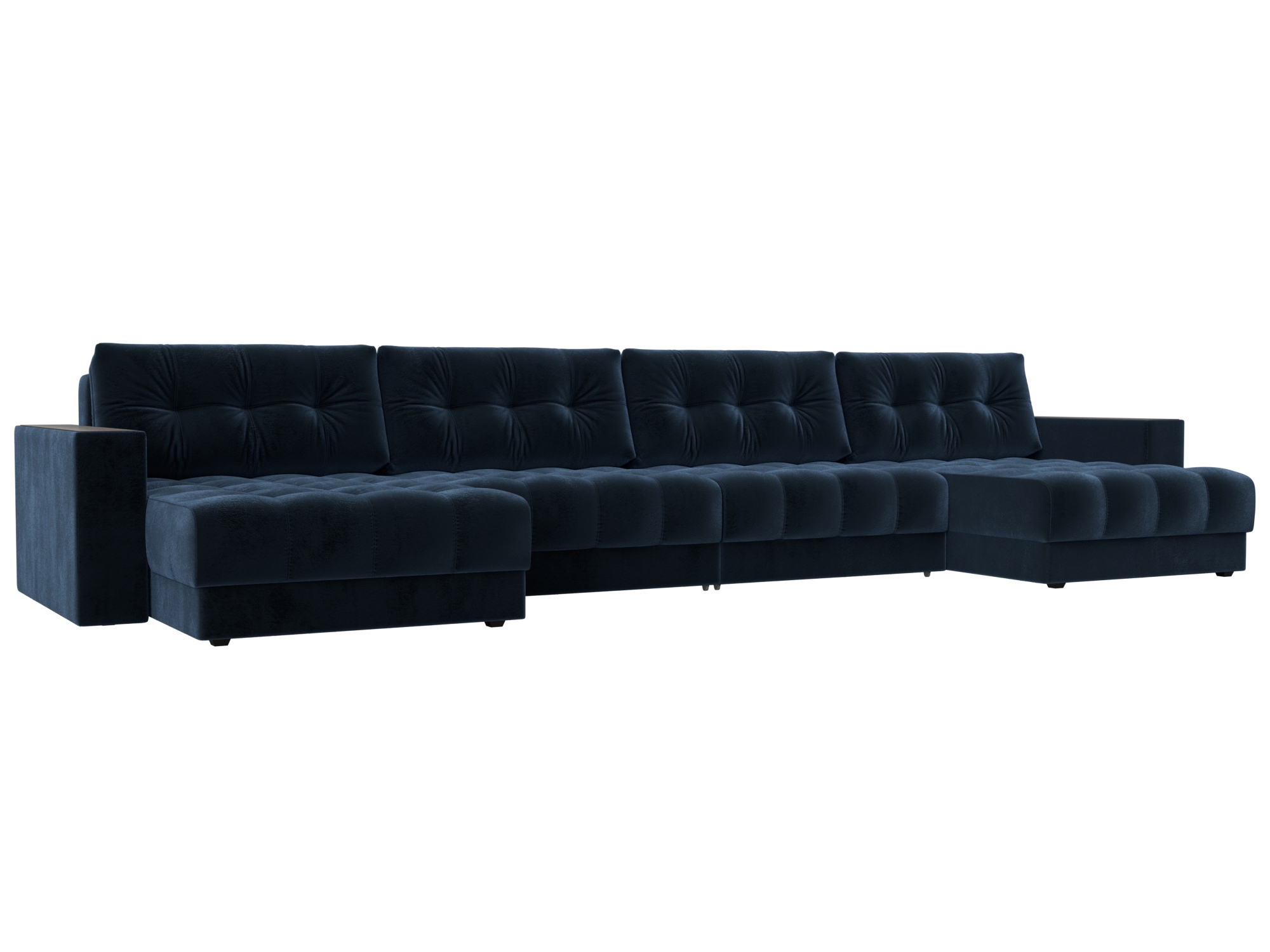 Изображение товара П-образный диван с декором Лига-049 НПБ Лонг в велюровом покрытии, с ящиком