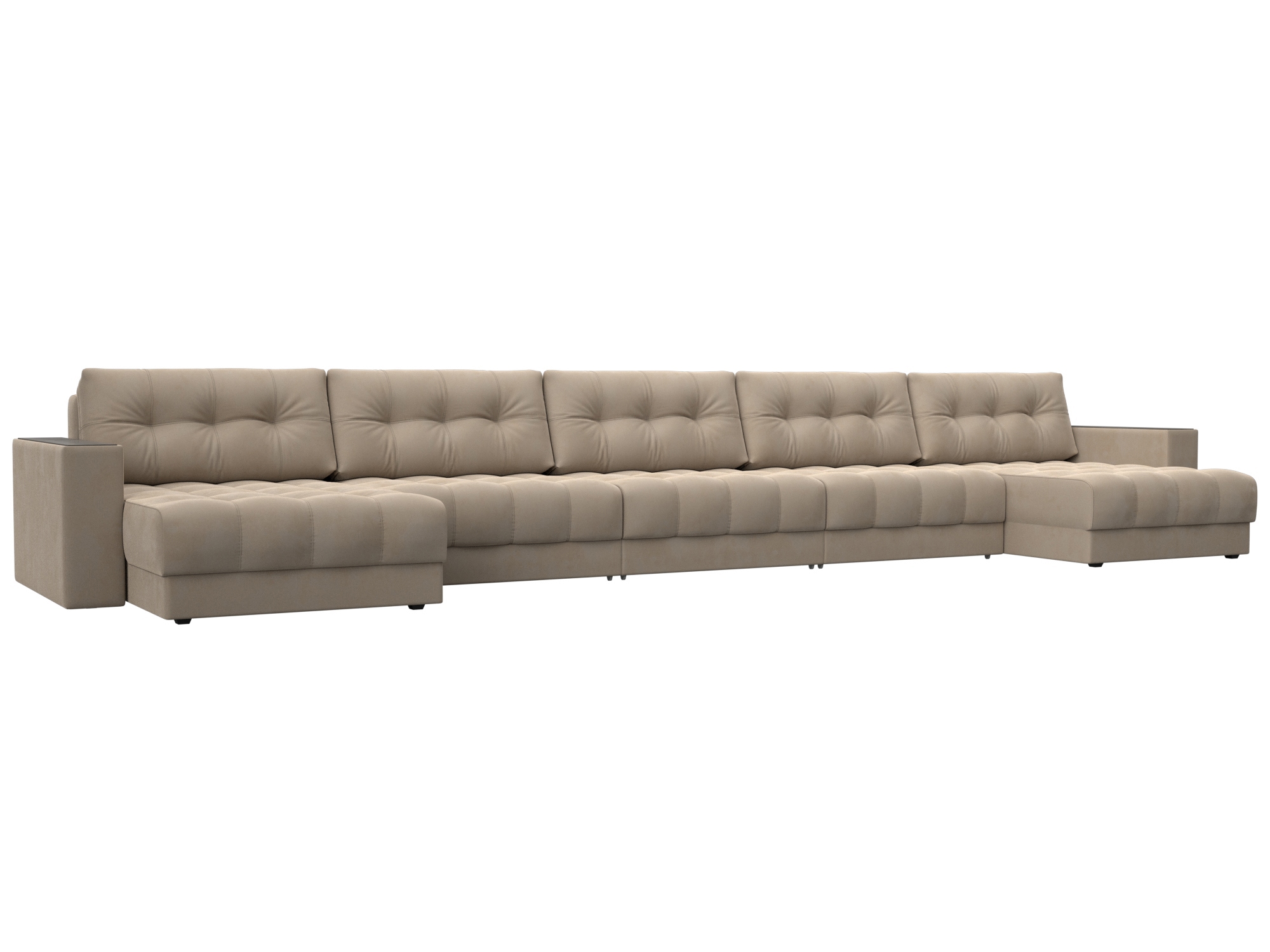 Изображение товара П-образный диван с декором Лига-049 НПБ МегаЛонг велюр бежевый 524x90x158 см Изображение товара П-образный диван с декором Лига-049 НПБ МегаЛонг велюр бежевый 524x90x158 см