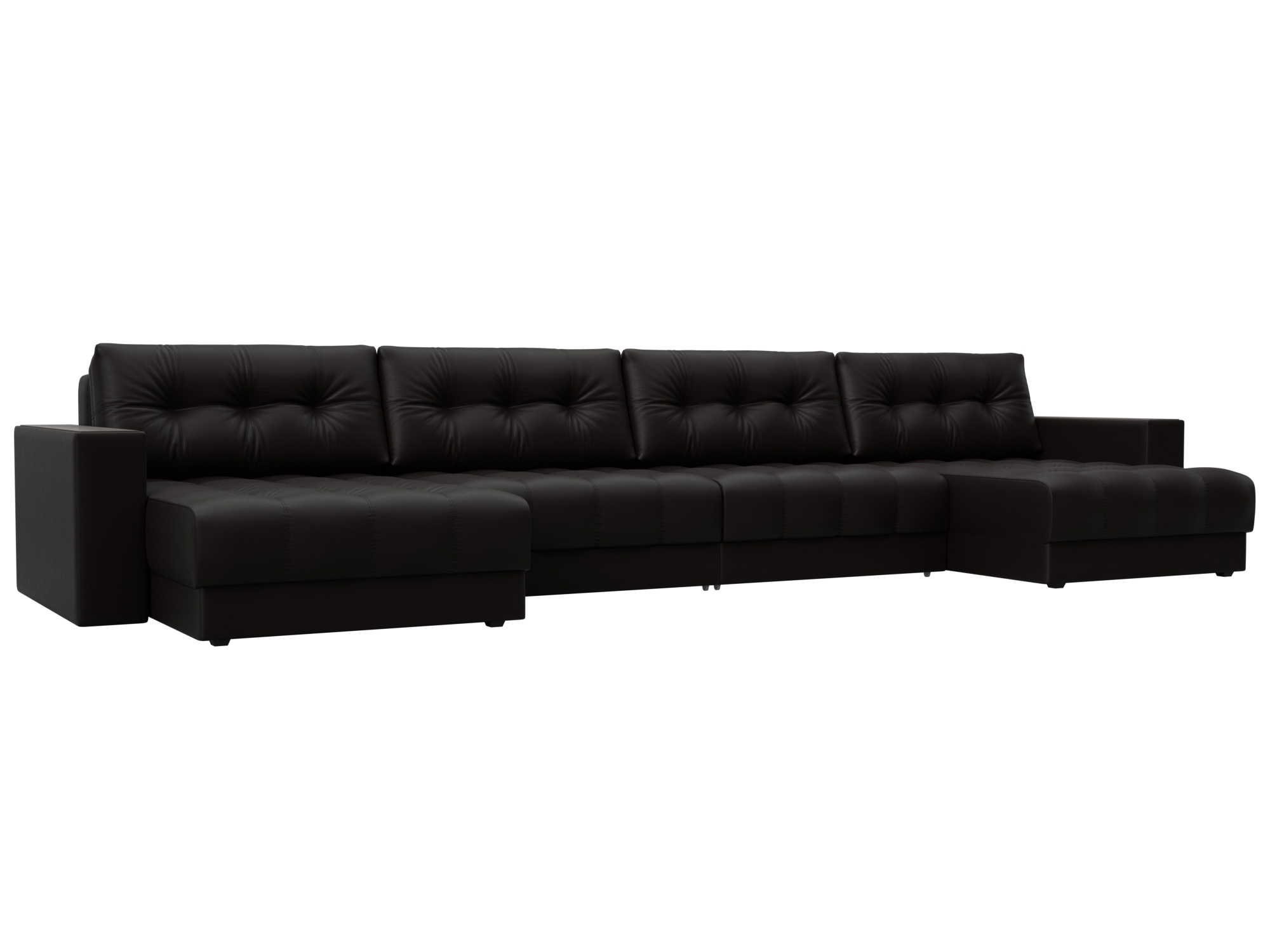 Изображение товара П-образный диван с декором Лига-049 НПБ Лонг 428x90x158 см эко-кожа коричневый