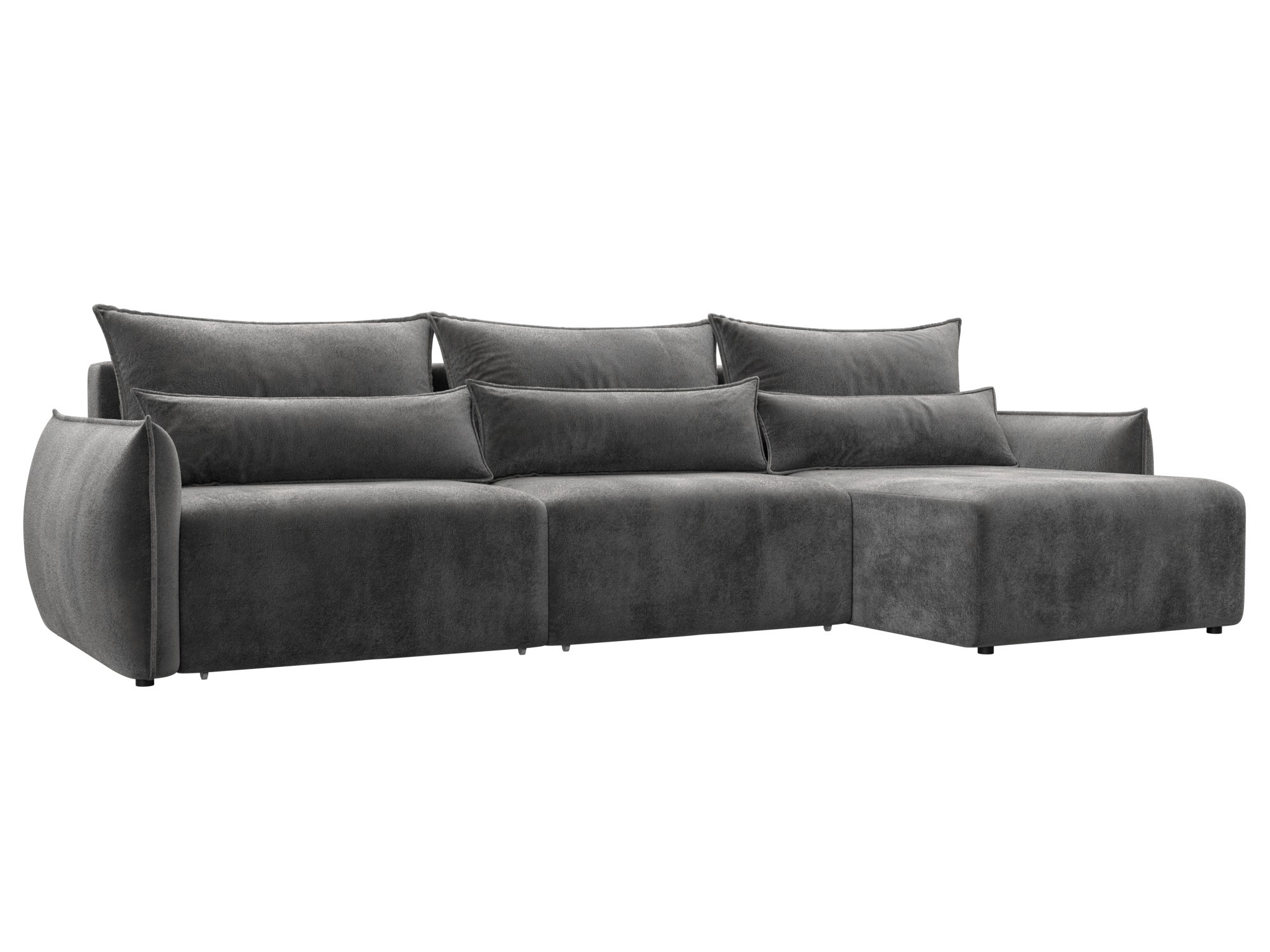 Изображение товара Угловой раскладной диван Лига-051 НПБ Лонг из велюра серый 160x288 см