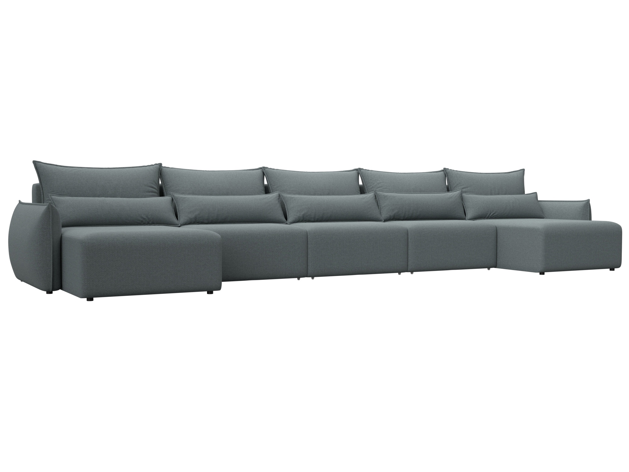 Изображение товара П-образный диван Лига-051 НПБ МегаЛонг с механизмом еврокнижка, рогожка, серый