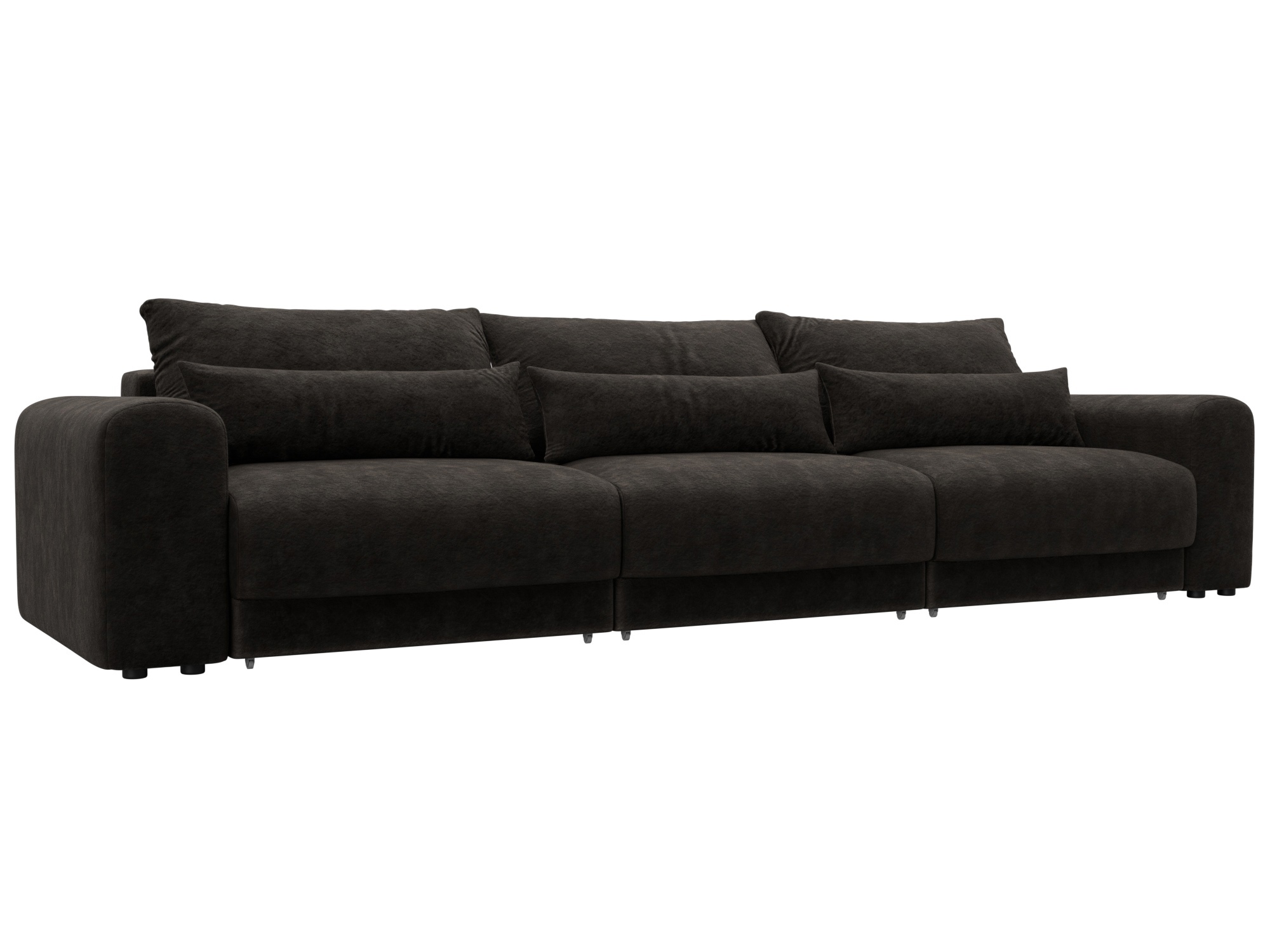 Изображение товара Диван Лига-056 НПБ Лонг раскладной для гостиной 352x91x118 см велюр коричневый