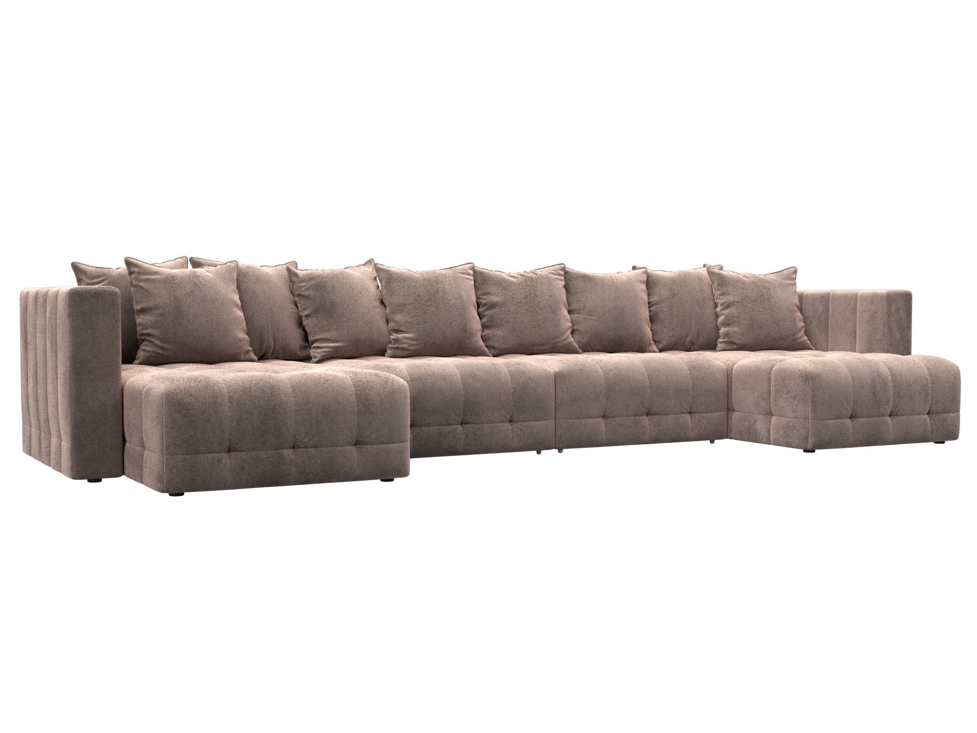 Изображение товара П-образный диван Лига-052 НПБ Лонг велюр бежевый с механизмом Еврокнижка 420x90x160 см